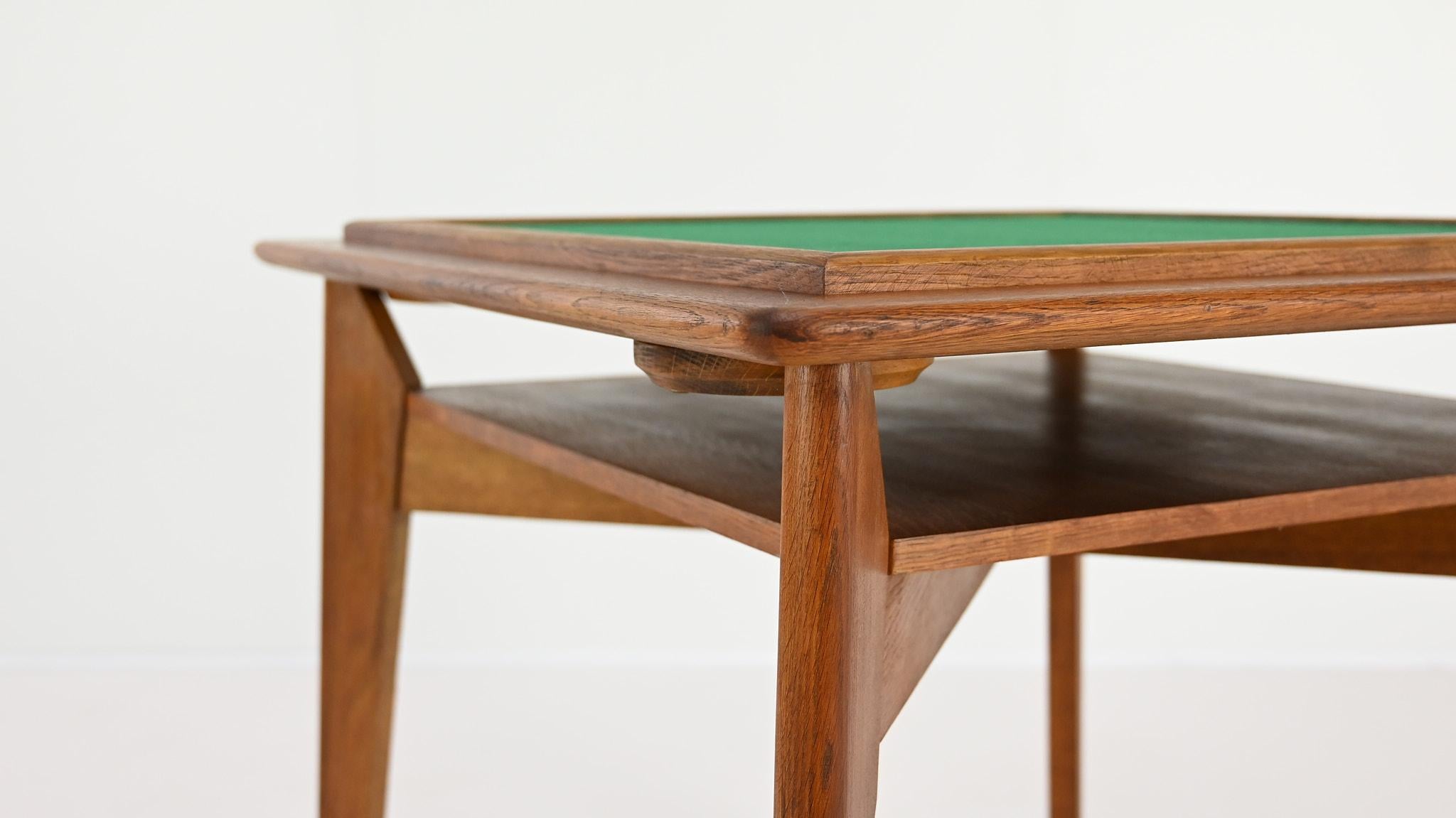 Vintage oak game table, in the manner of Roger Landault C.1950 5