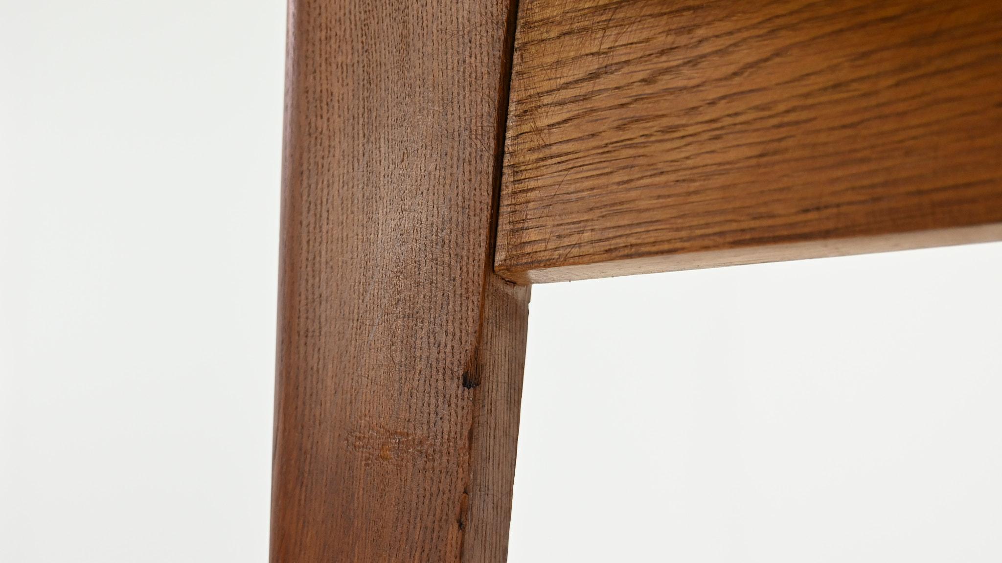 Vintage oak game table, in the manner of Roger Landault C.1950 6