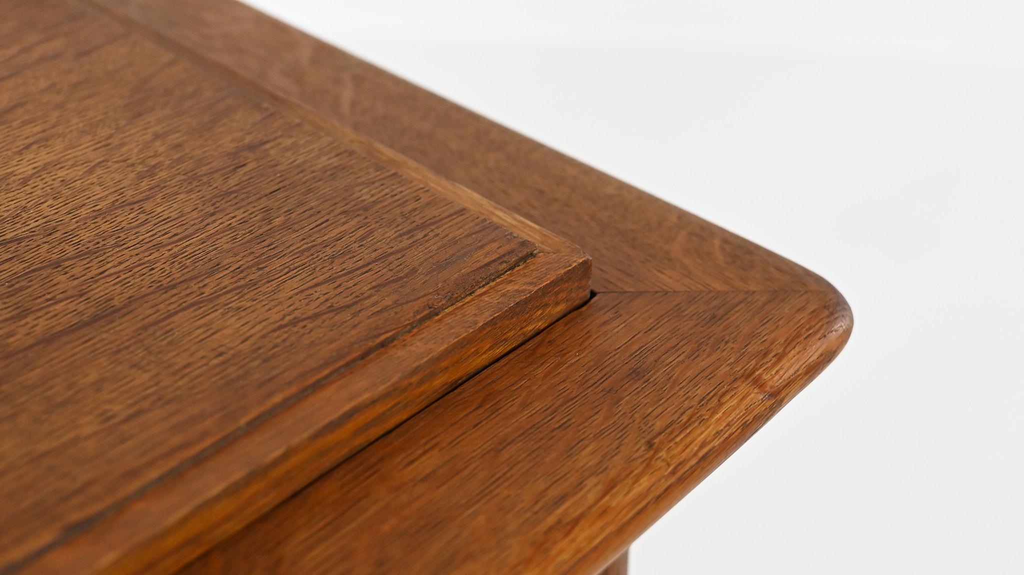 Vintage oak game table, in the manner of Roger Landault C.1950 8