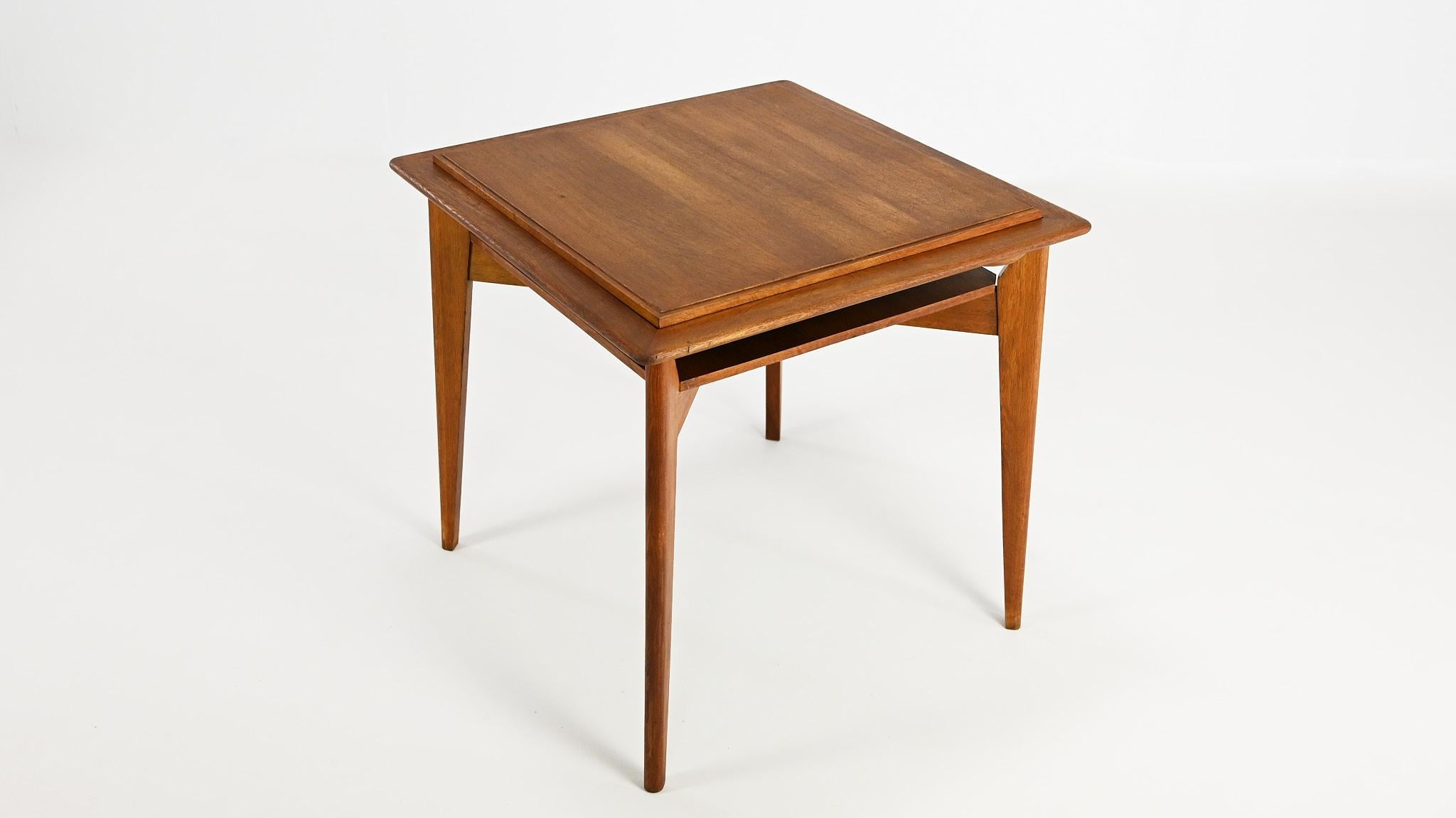 Vintage oak game table, in the manner of Roger Landault C.1950 10