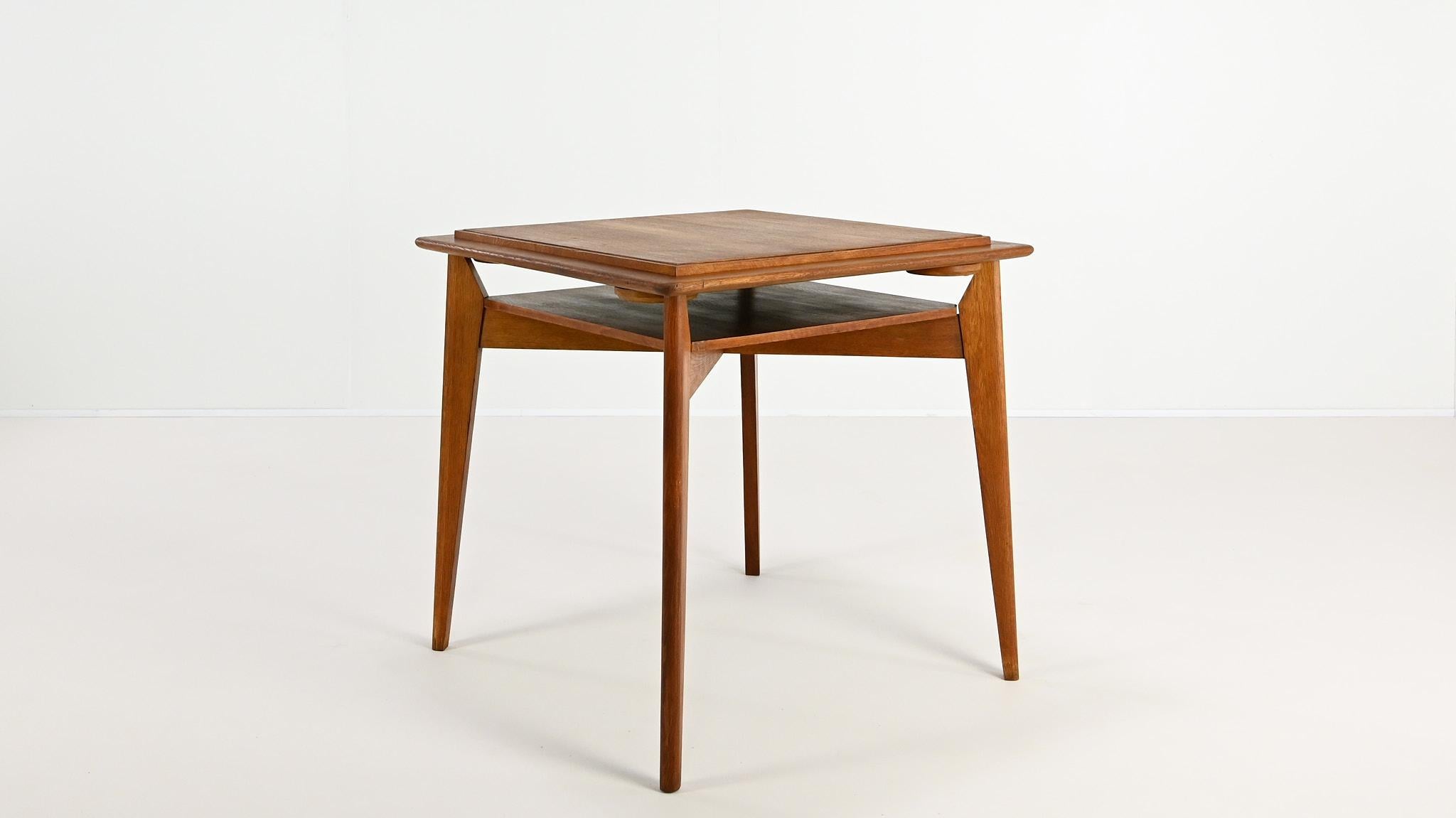 French Vintage oak game table, in the manner of Roger Landault C.1950