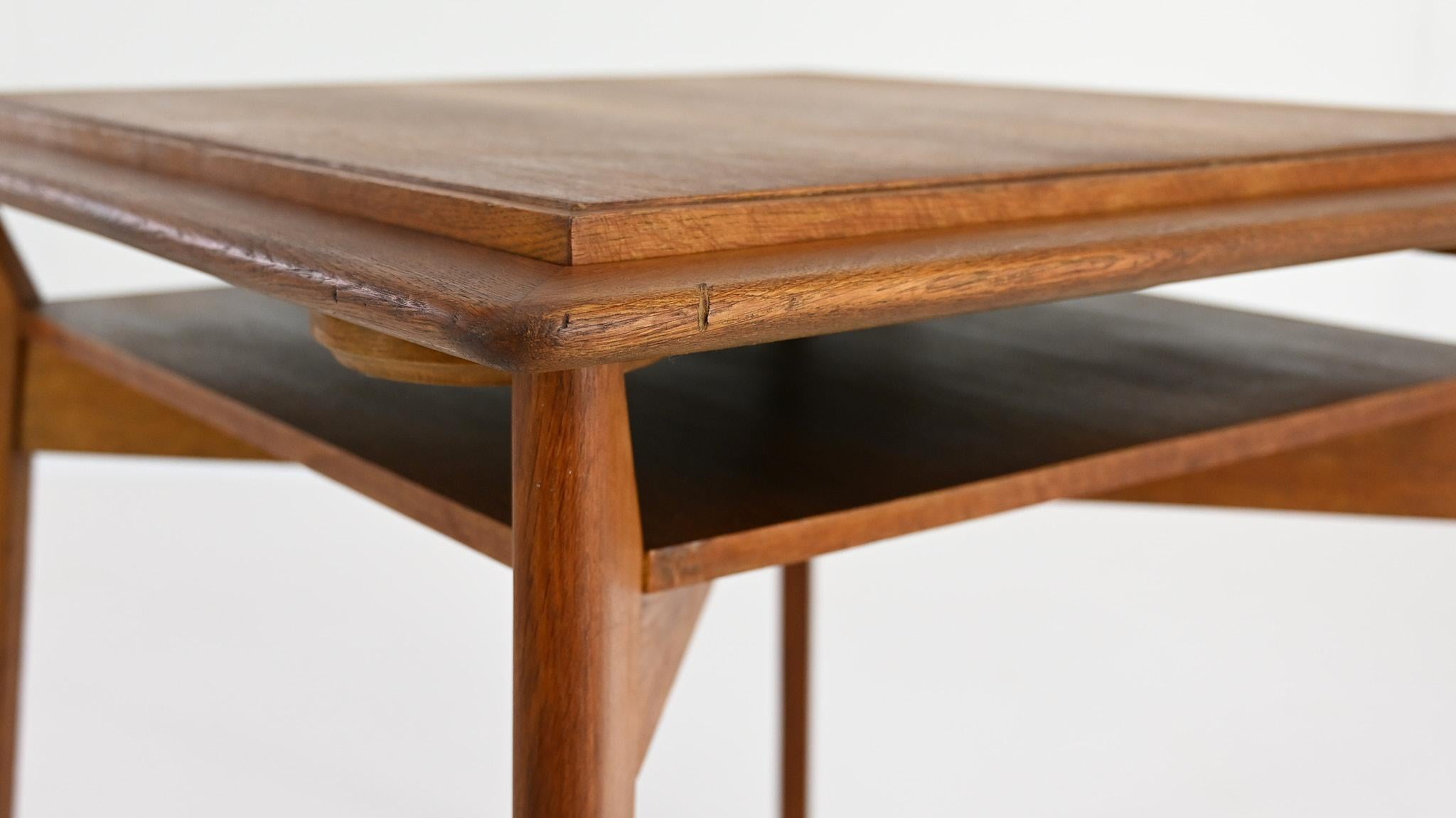 Vintage oak game table, in the manner of Roger Landault C.1950 In Good Condition In Munster, NRW