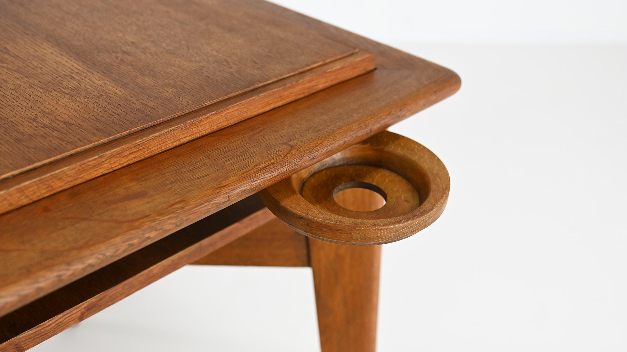 Mid-20th Century Vintage oak game table, in the manner of Roger Landault C.1950