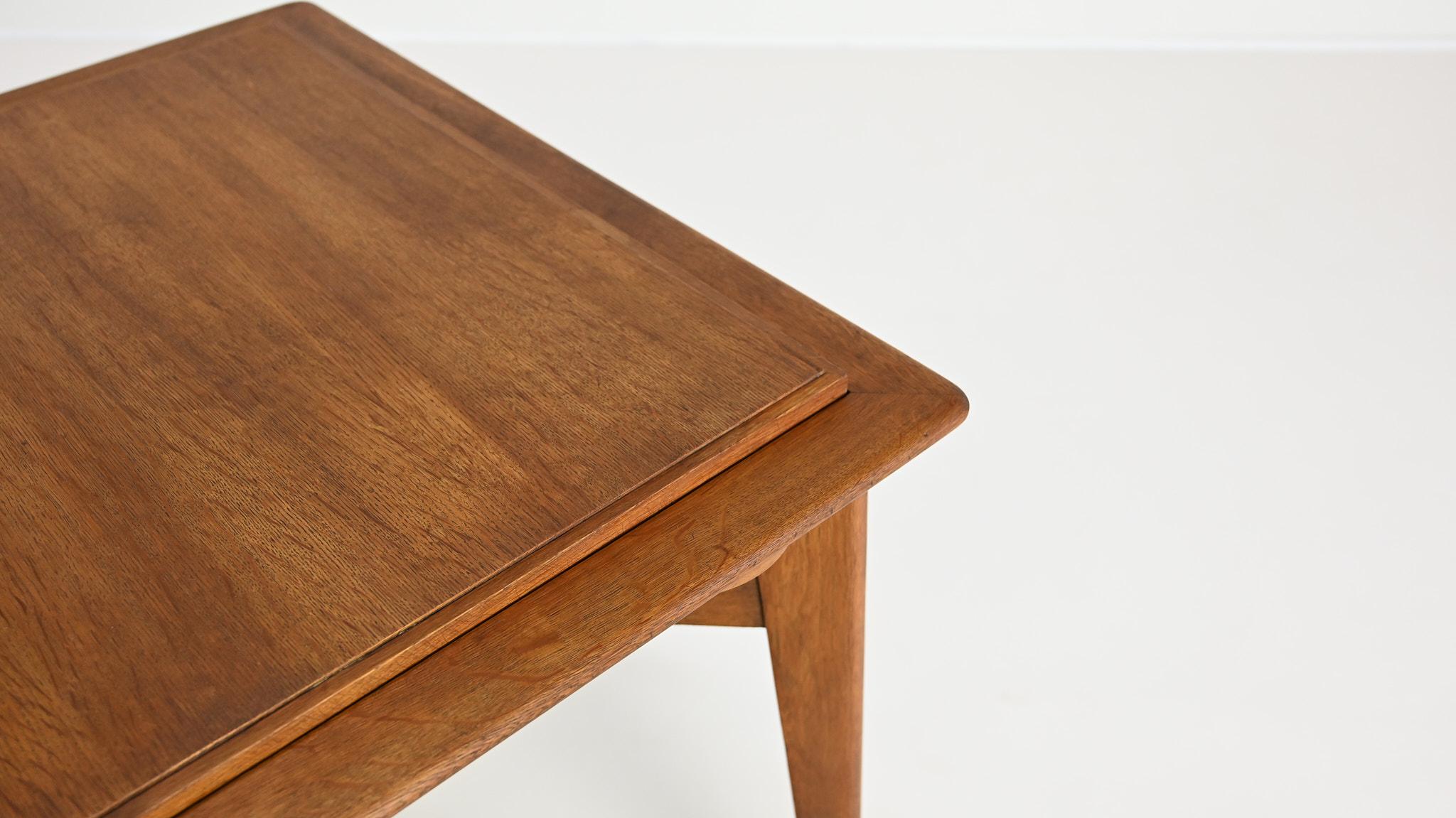 Vintage oak game table, in the manner of Roger Landault C.1950 1
