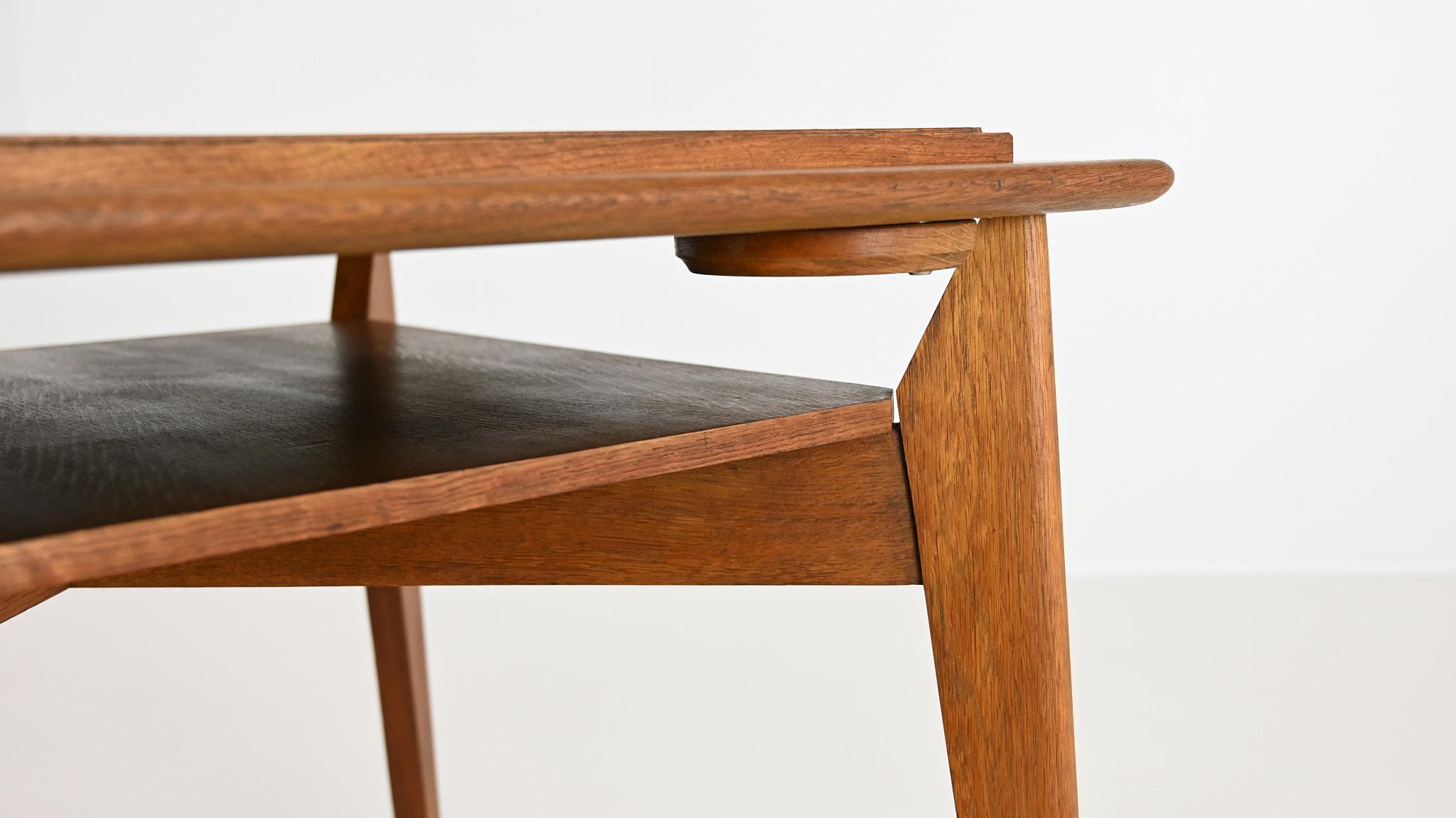Vintage oak game table, in the manner of Roger Landault C.1950 2
