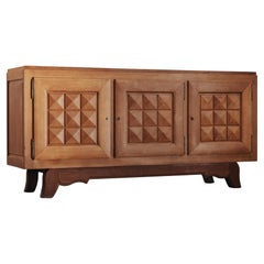 Credenza d'epoca in Oak Gaston Poisson dalla Francia, circa 1960