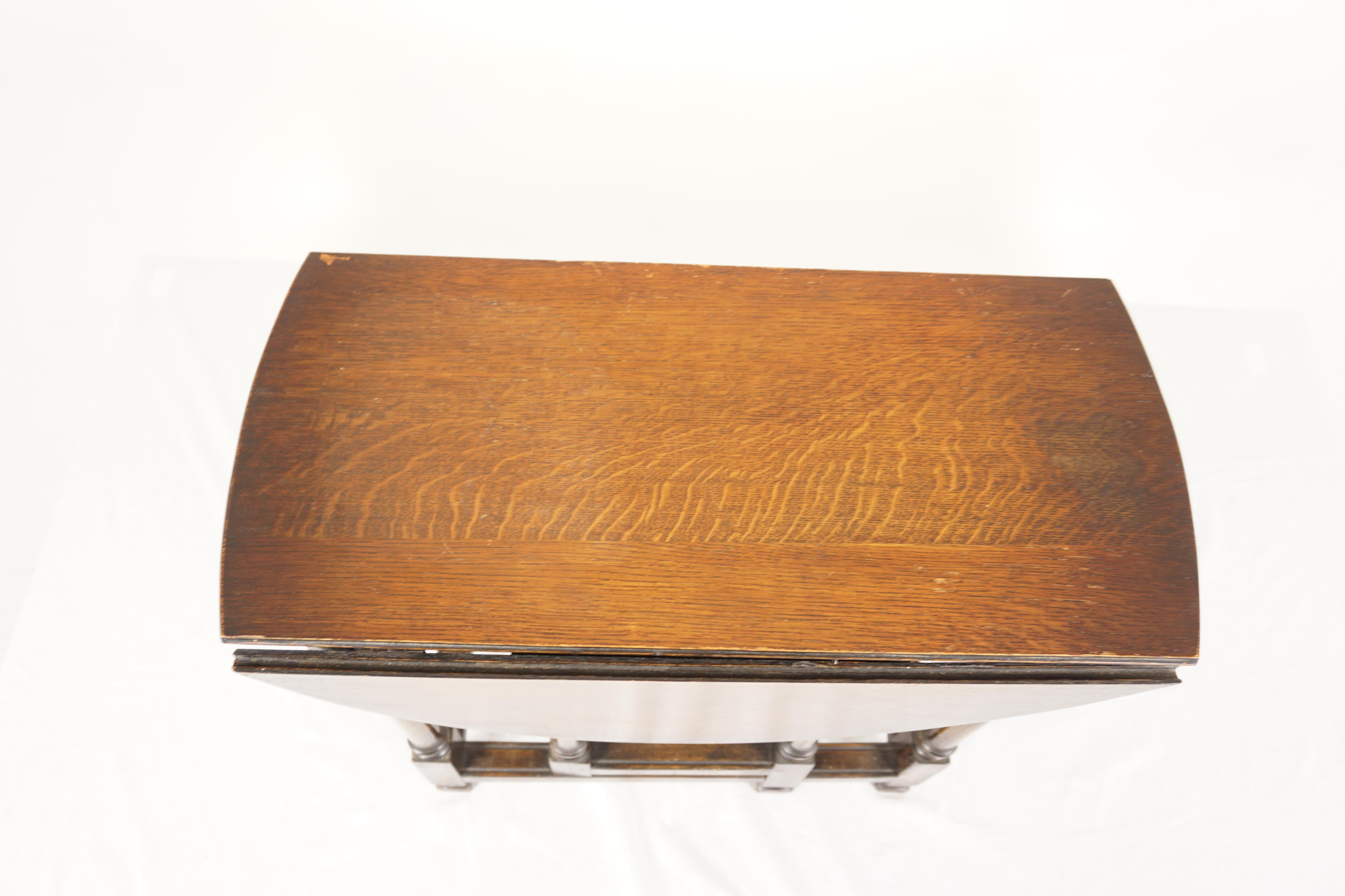 Table Gateleg en chêne vintage, table à abattant, table d'extrémité, Écosse 1930, H1002 3
