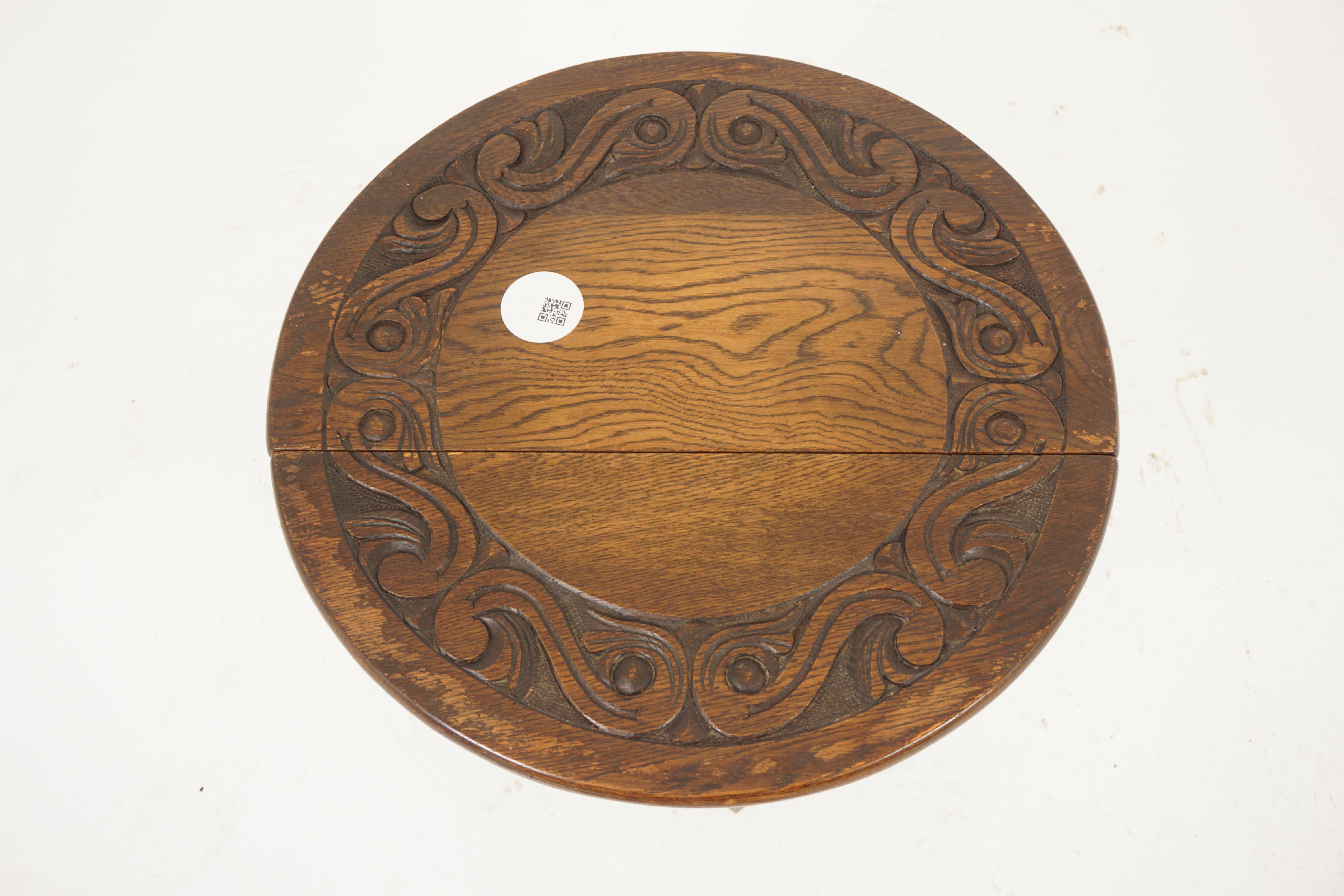 Antiker Gateleg-Tisch aus Eiche mit geschnitzten Blättern, Schottland 1930, H1097 (Schottisch) im Angebot