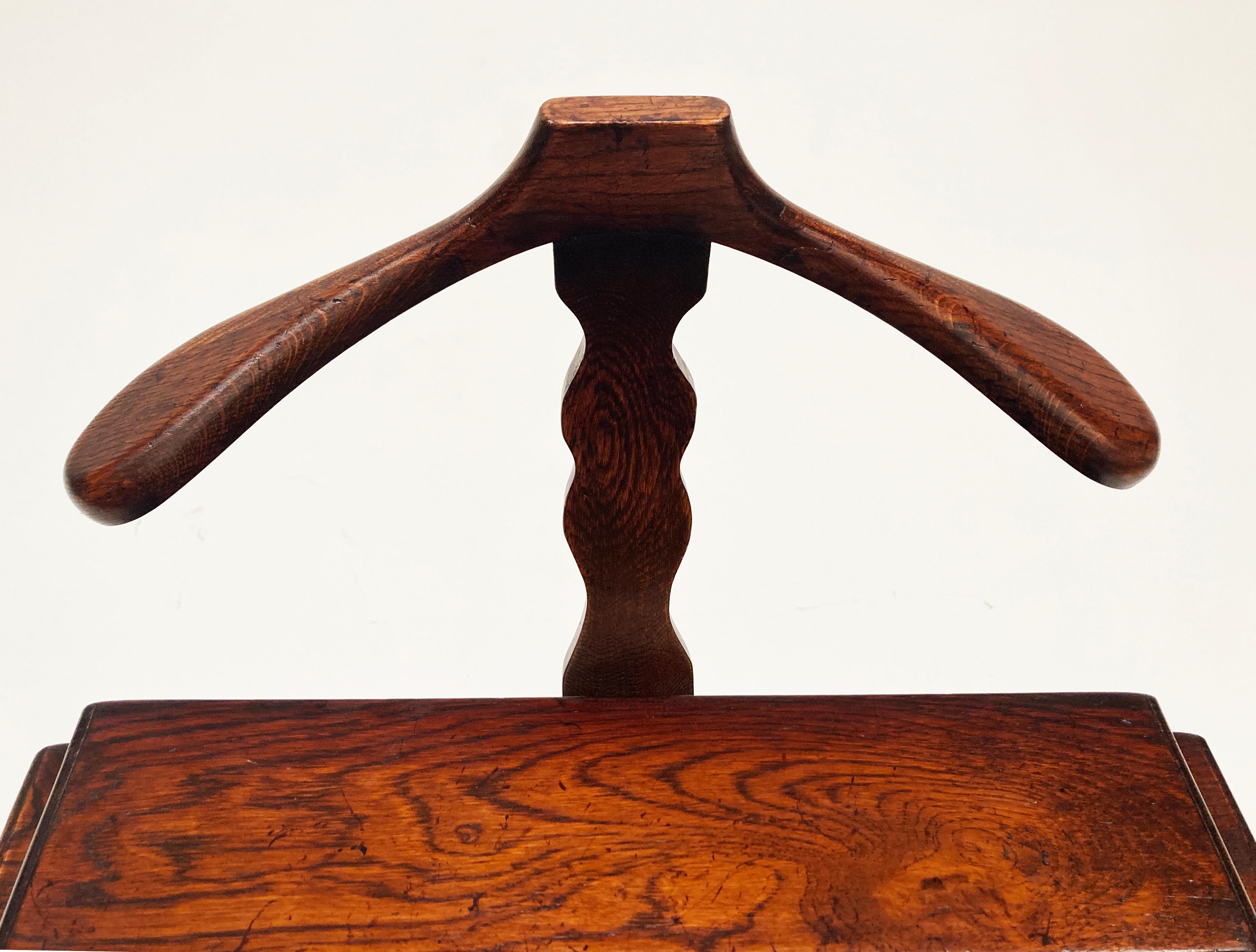 Brass Vintage Oak Gentleman's Valet with Barley Twist Legs