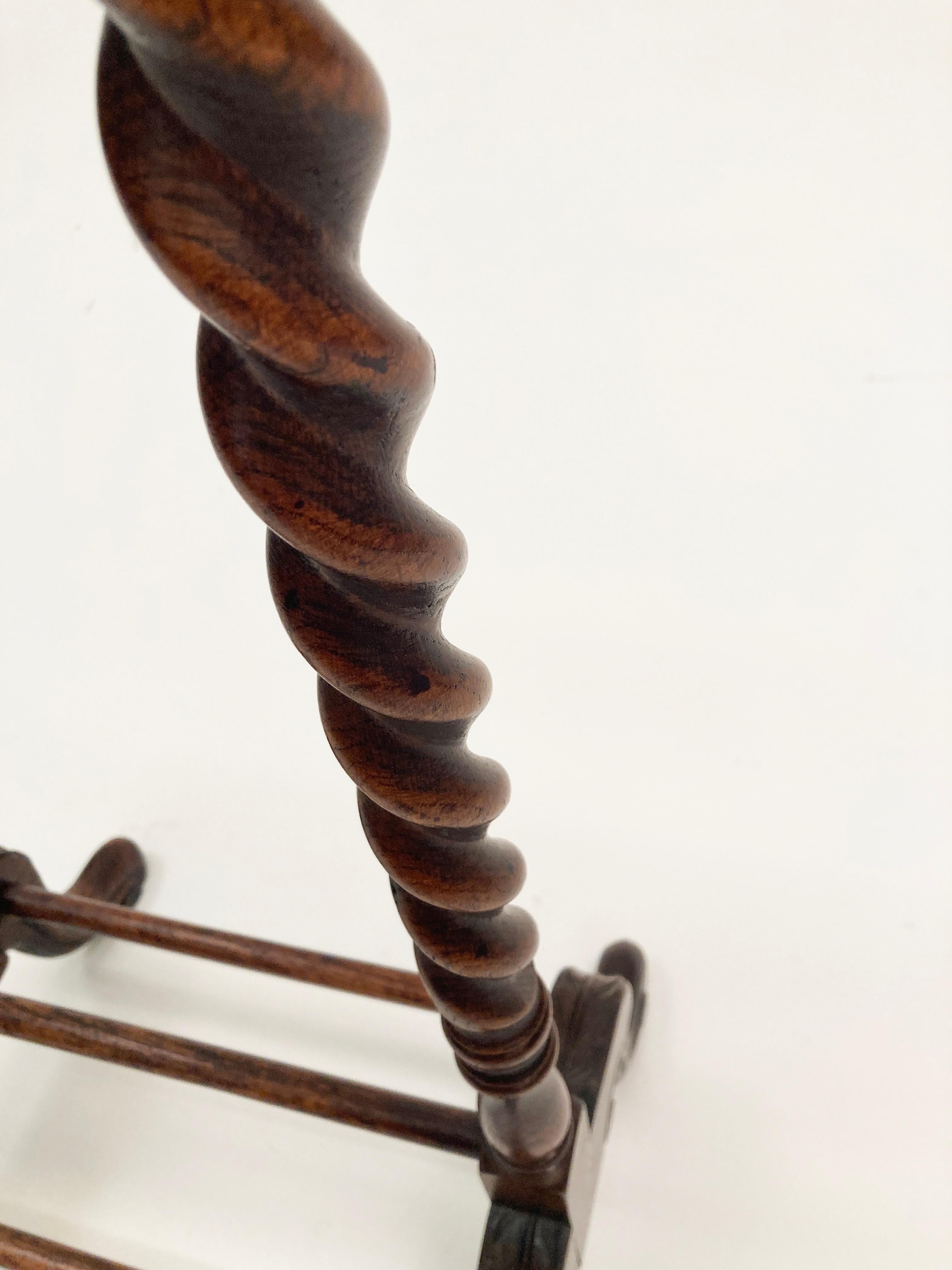 Vintage Oak Gentleman's Valet with Barley Twist Legs 2