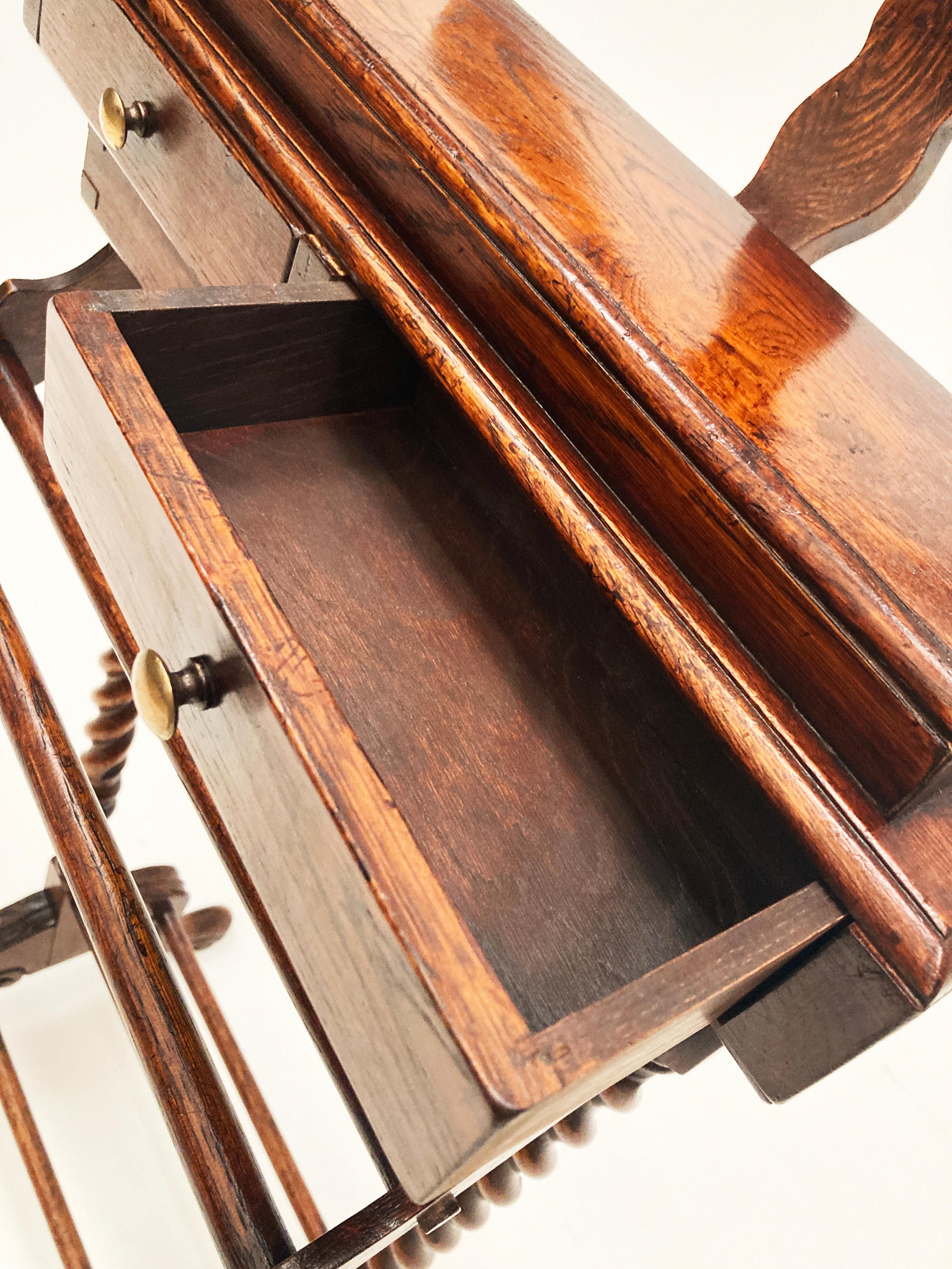 English Vintage Oak Gentleman's Valet with Barley Twist Legs