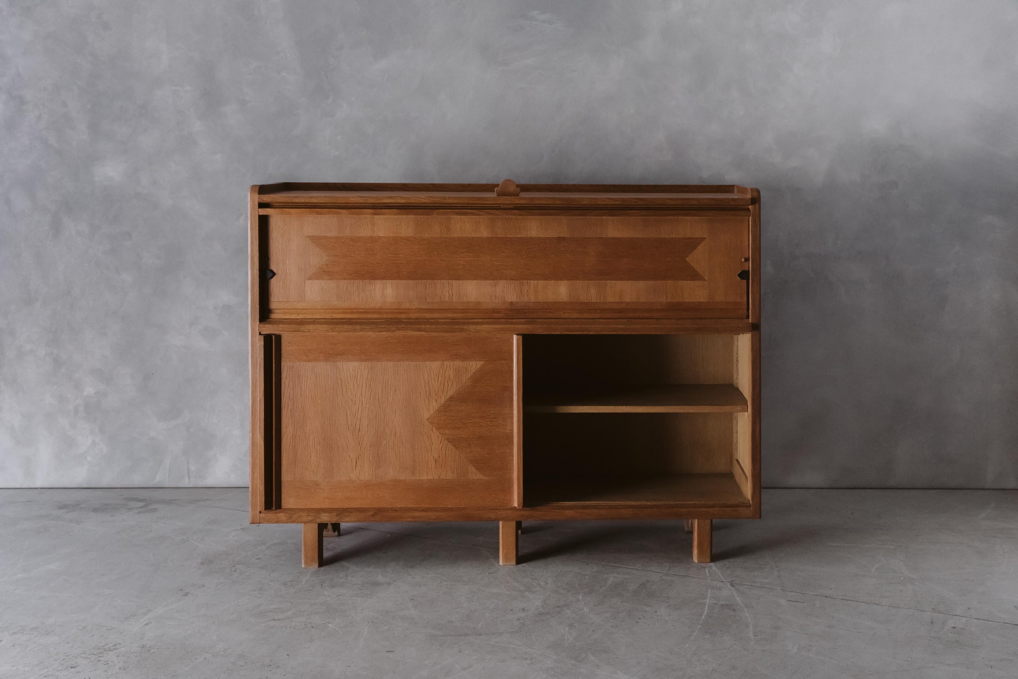 Mid-20th Century Vintage Oak Guillerme & Chambron Sideboard from France, circa 1960