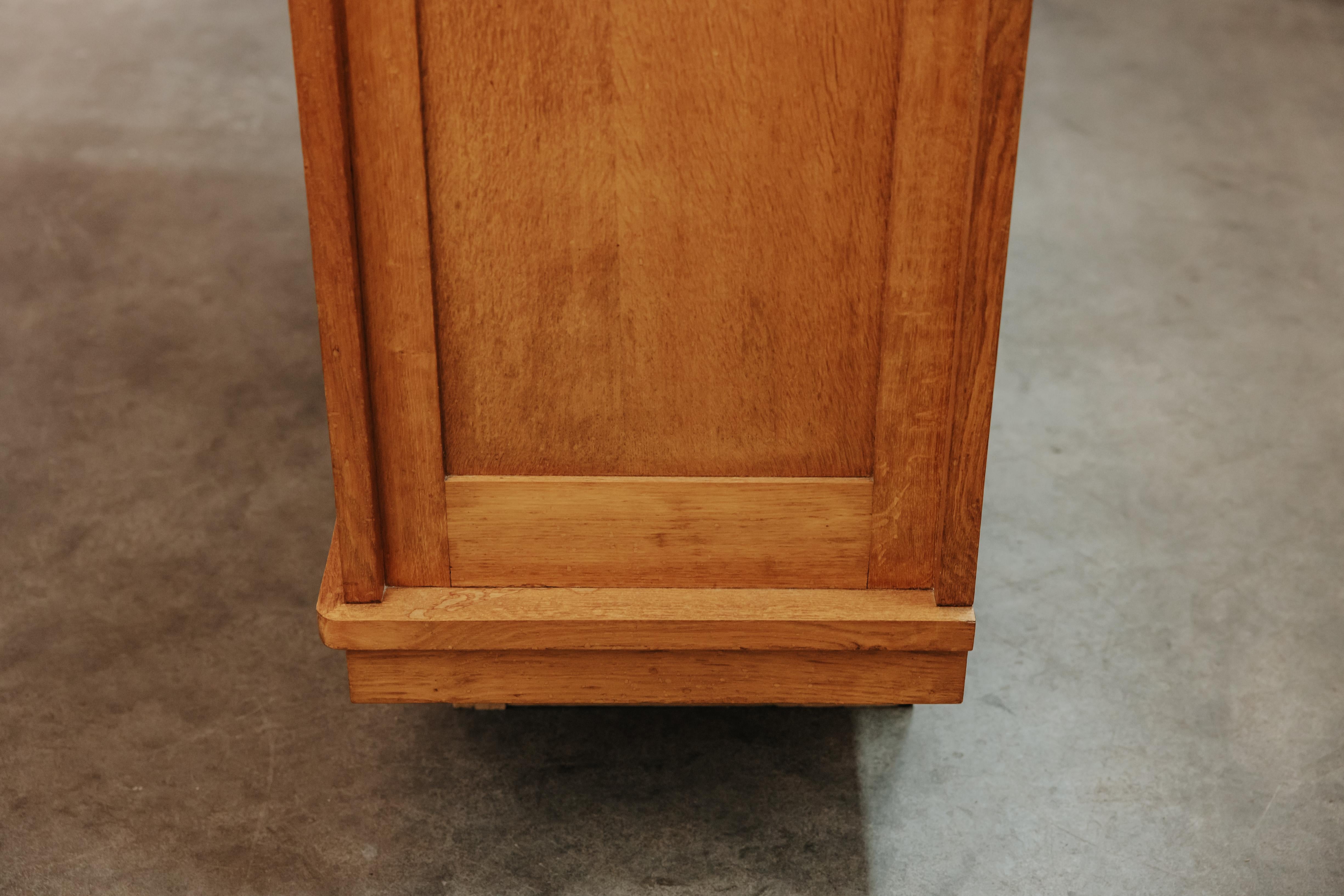 Mid-20th Century Vintage Oak Guillerme Et Chambron Cabinet From France, Circa 1960 For Sale