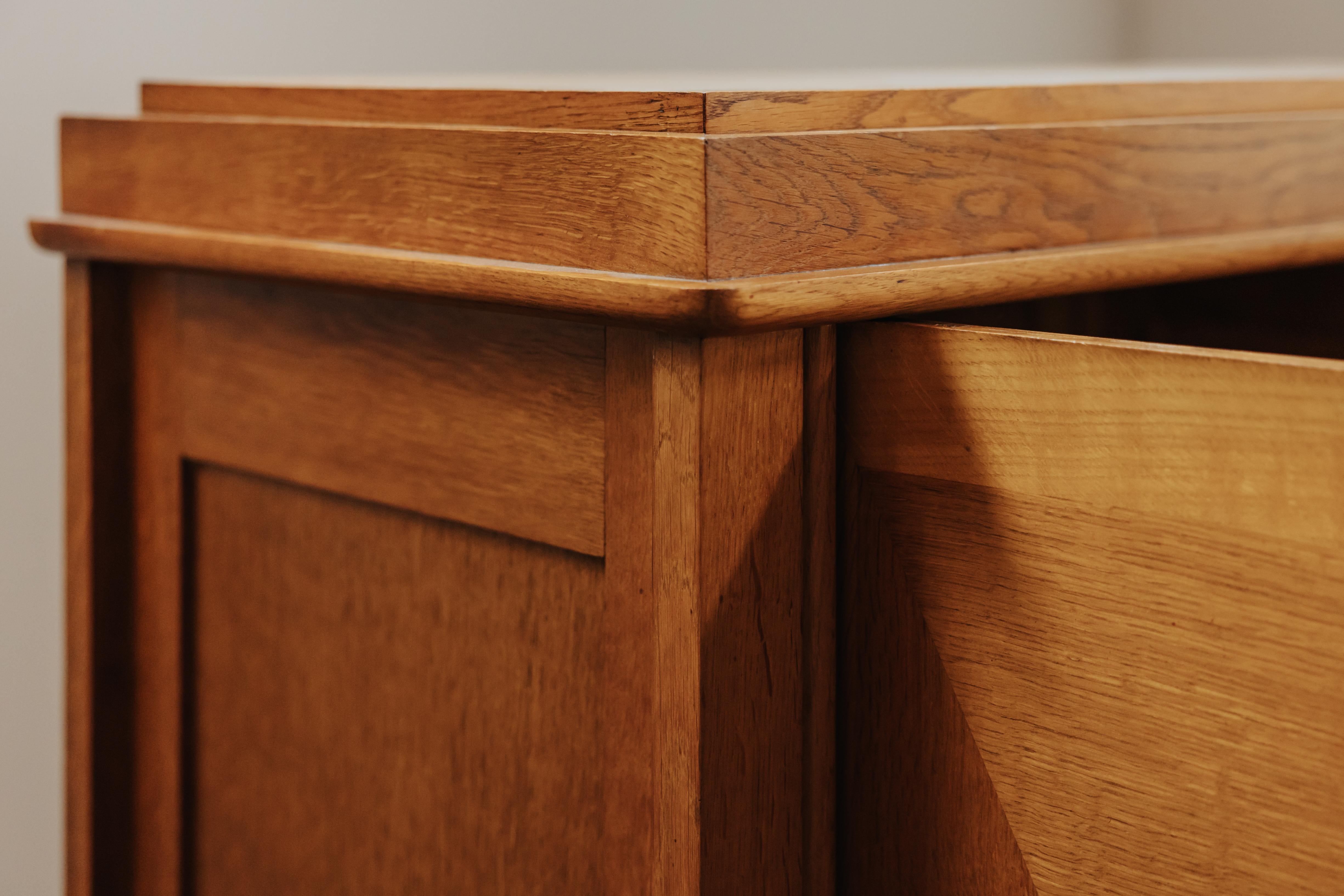 Vintage Oak Guillerme Et Chambron Cabinet From France, Circa 1960 For Sale 4