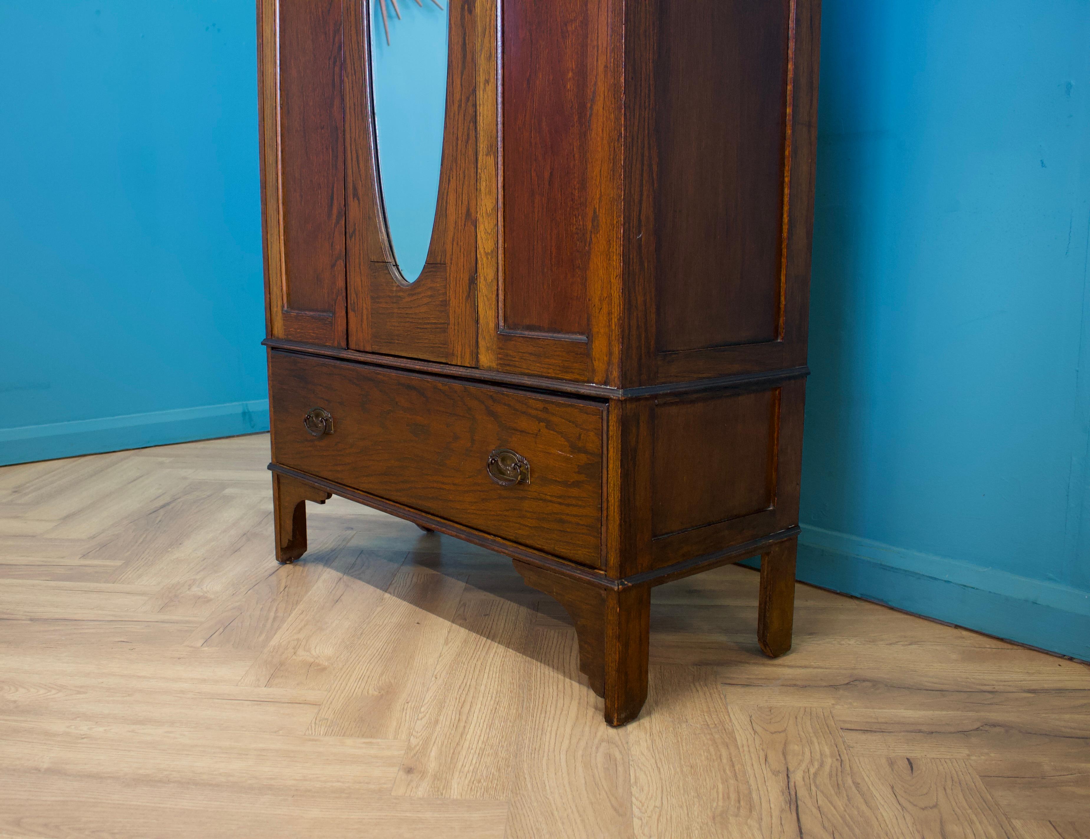 Vintage Oak Hall Robe Cupboard or Wardrobe, 1910s 1