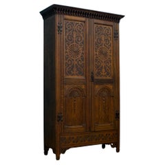 Antique Oak Hall Robe Cupboard or Wardrobe, 1920s