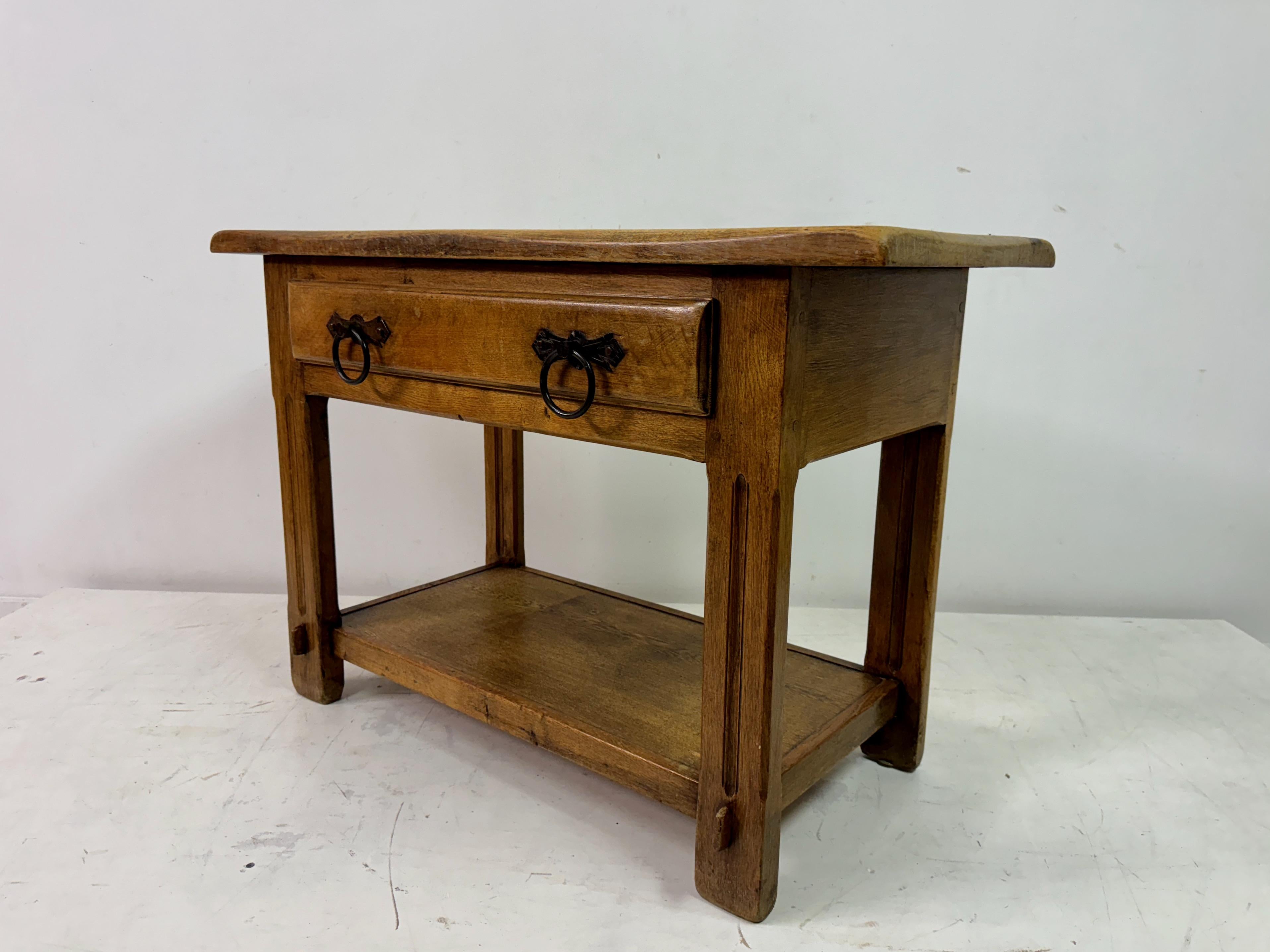 Vintage Oak Hall Table With Iron Handles For Sale 5