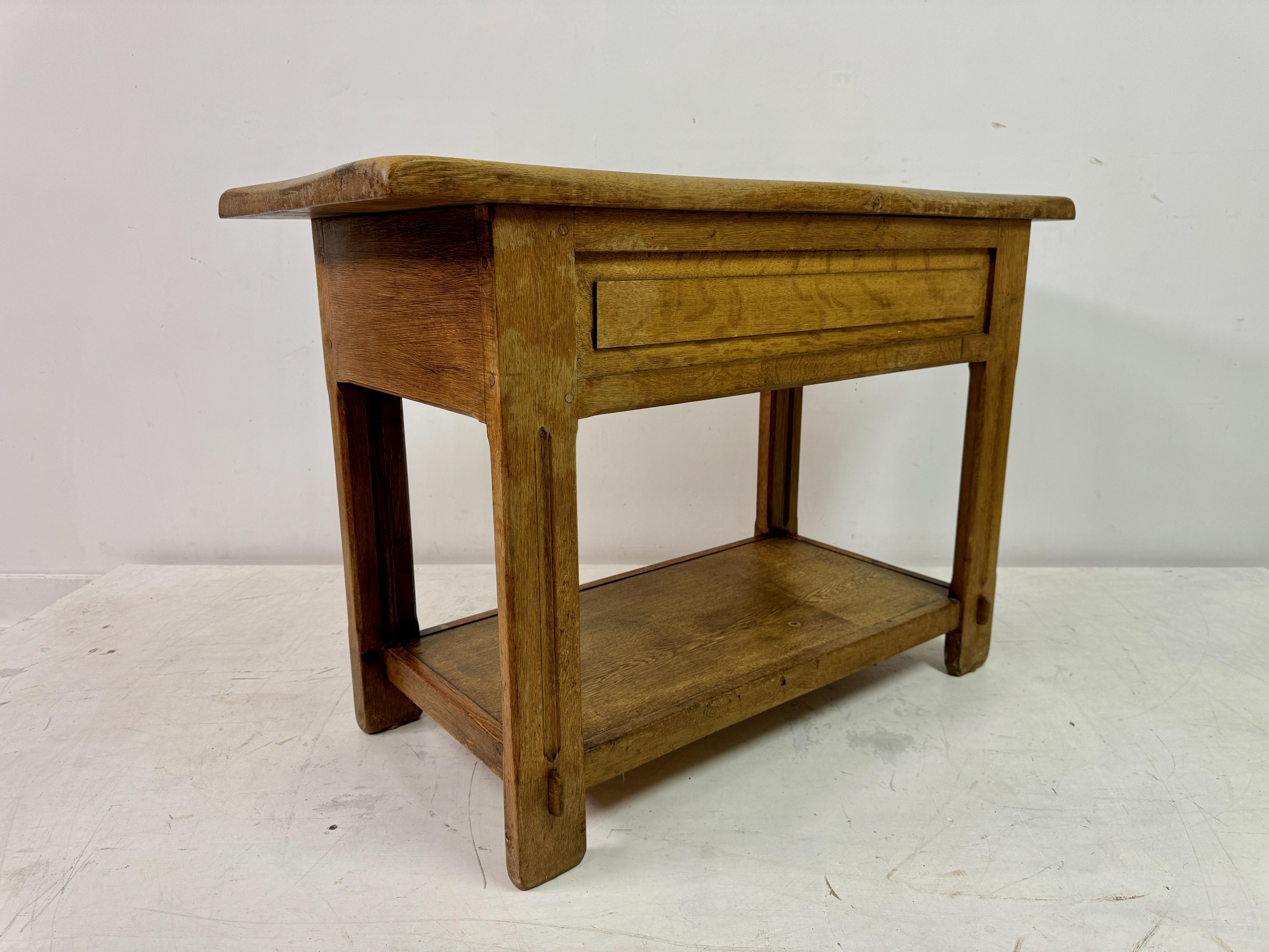 Vintage Oak Hall Table With Iron Handles For Sale 6