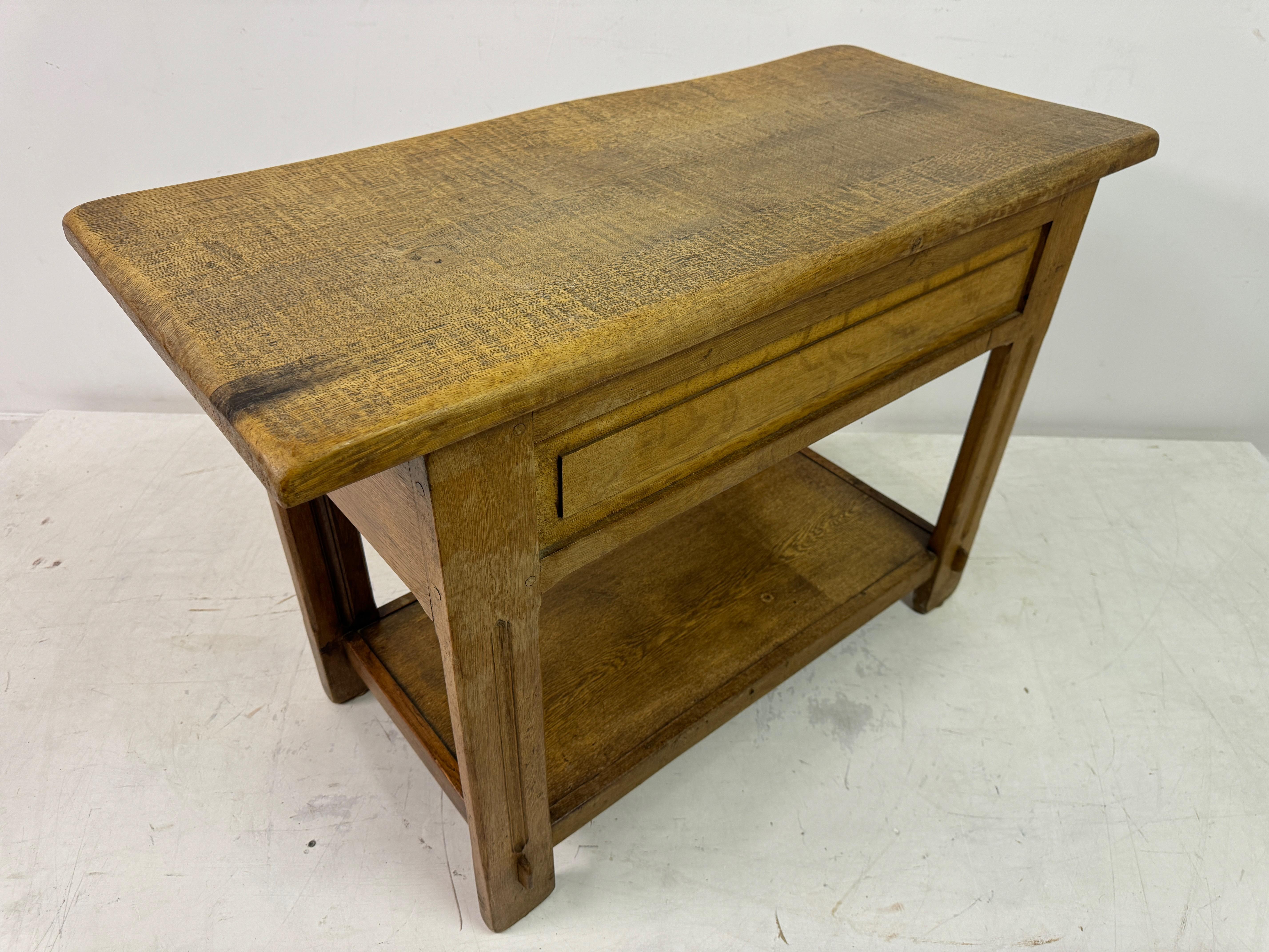 Vintage Oak Hall Table With Iron Handles For Sale 7