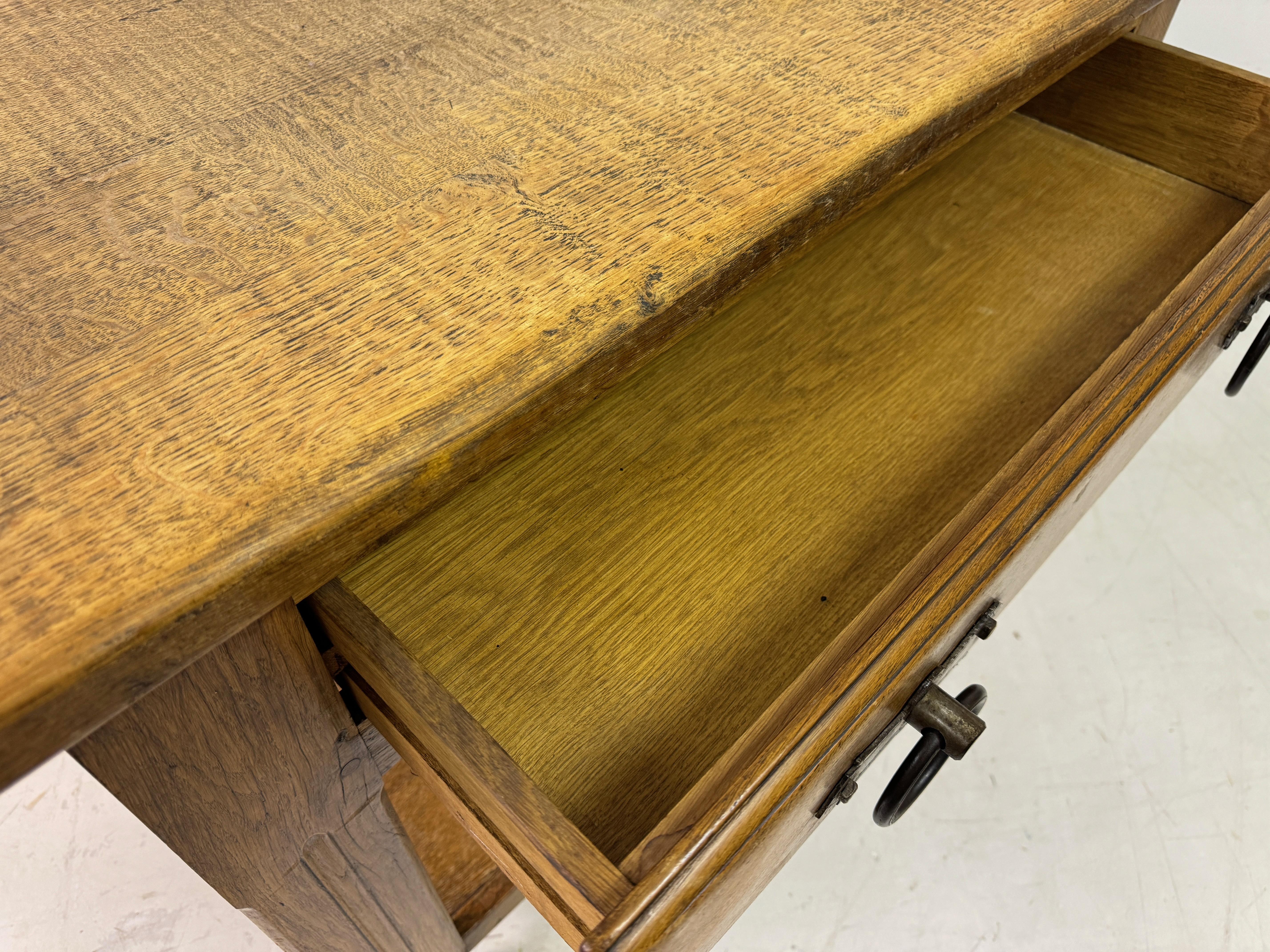 Vintage Oak Hall Table With Iron Handles For Sale 10