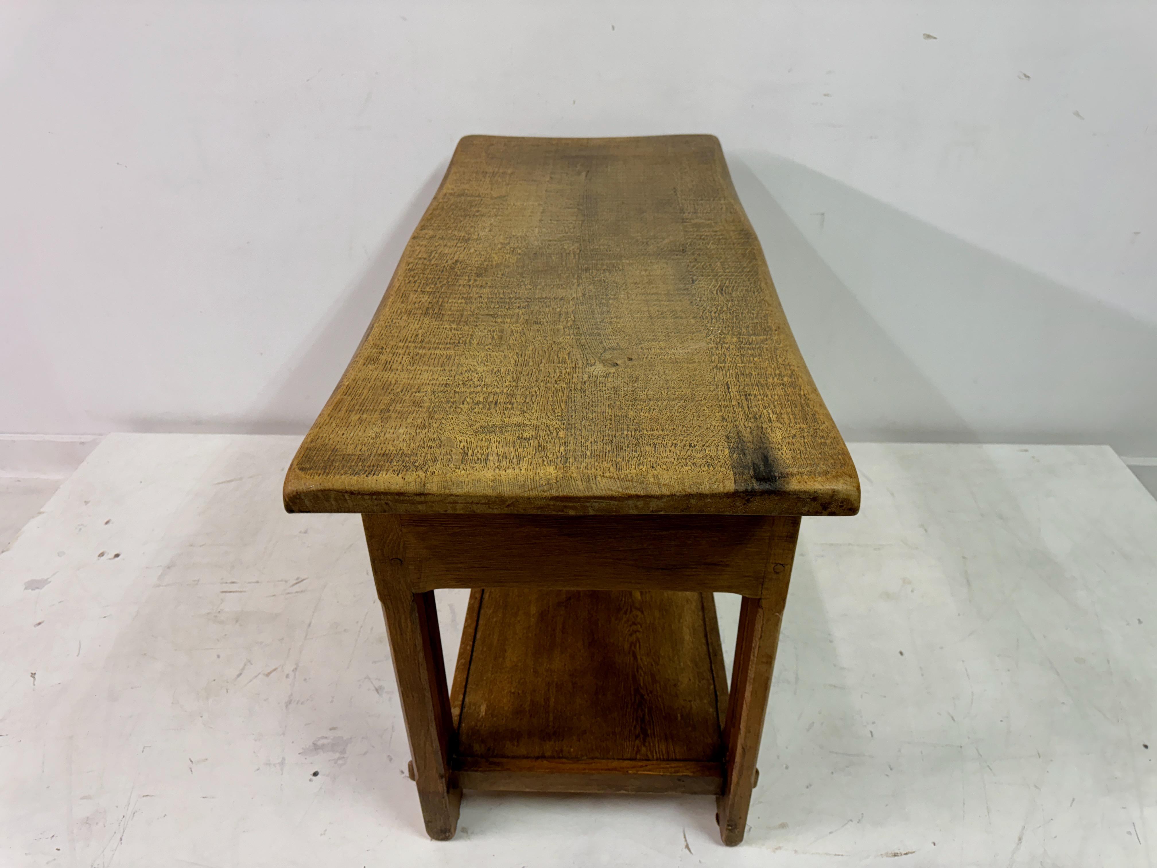 Vintage Oak Hall Table With Iron Handles For Sale 2