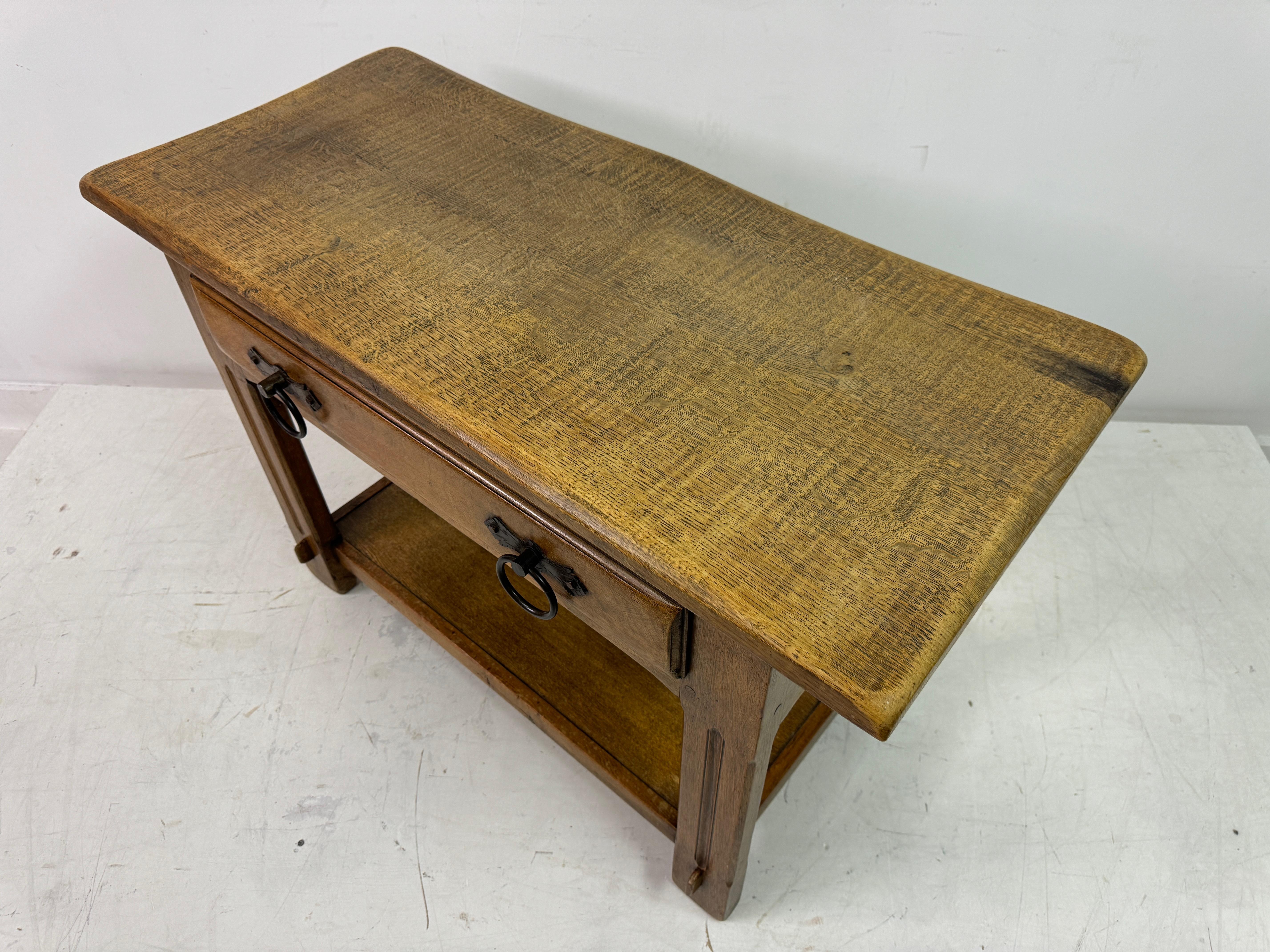 Vintage Oak Hall Table With Iron Handles For Sale 3