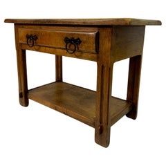 Vintage Eiche Hall Tisch mit Eisen Griffe