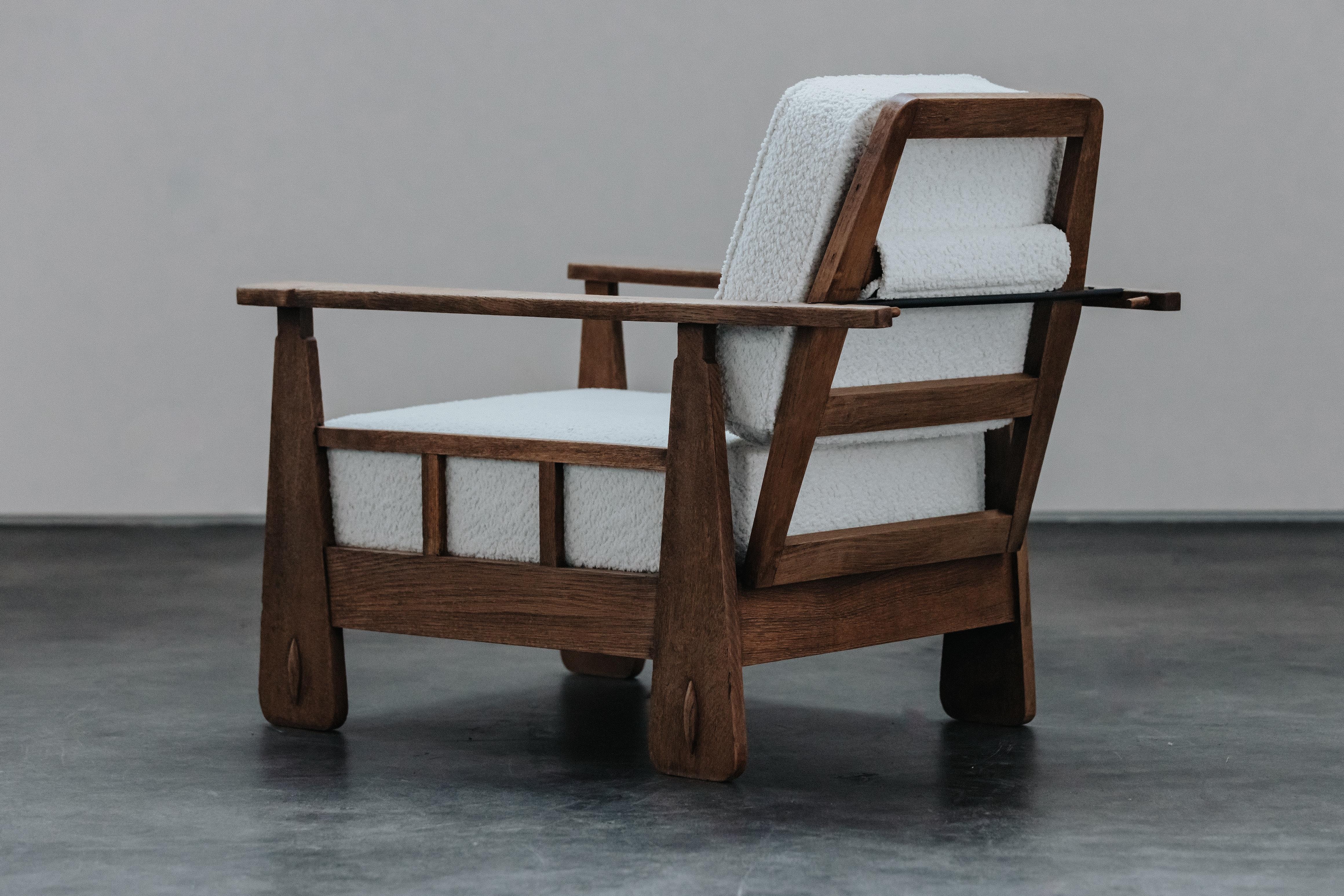 European Vintage Oak Lounge Chair From France, Circa 1970 For Sale