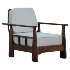 Vintage Oak Lounge Chair From France, Circa 1970