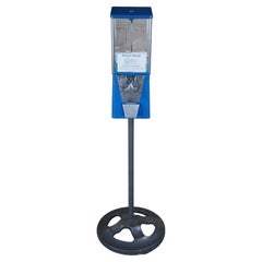 Vintage Oak Manufacturing Blue Metal Coin Operated Astro Gumball Machine Stand