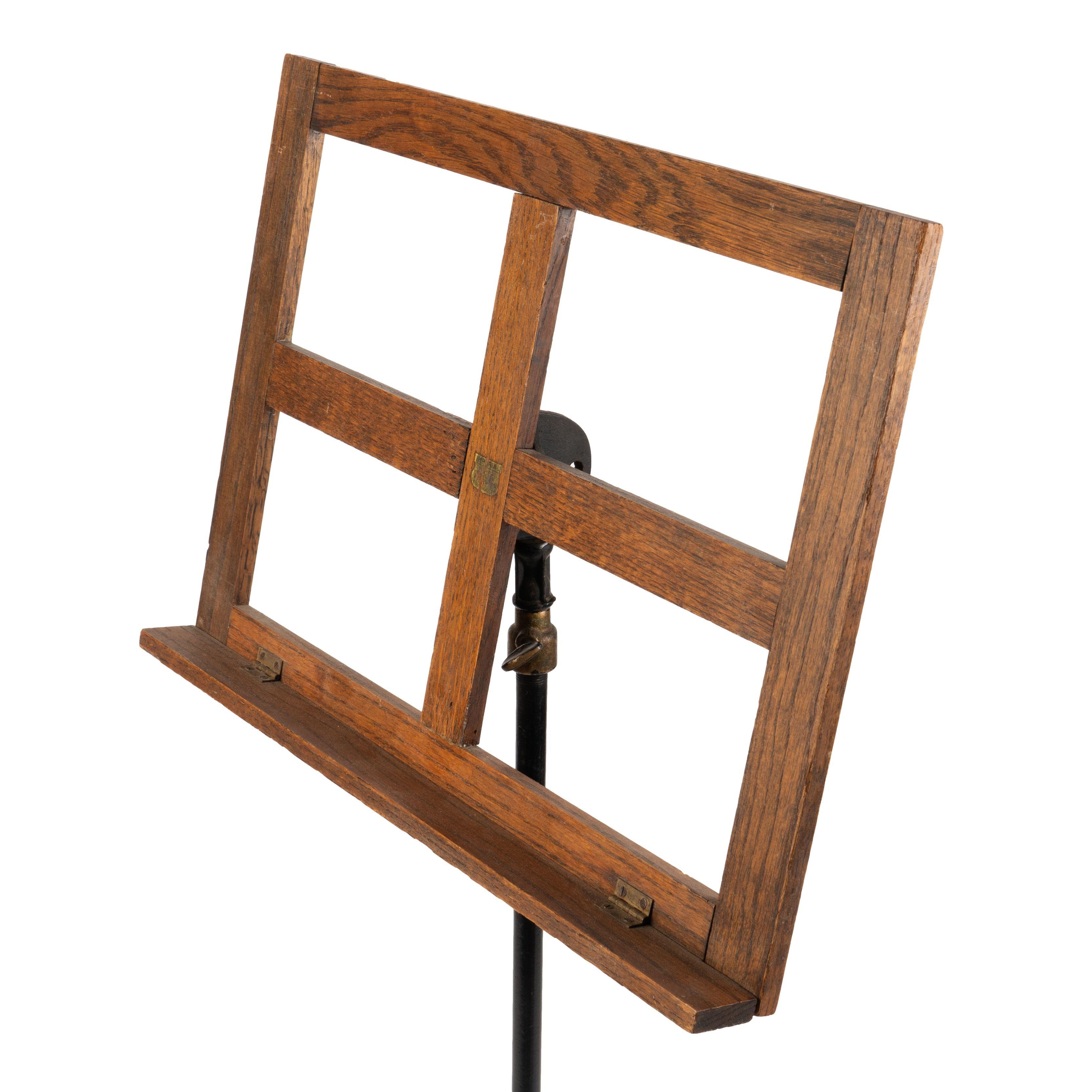 American Vintage Oak Music Stand on Adjustable Iron Rod with Tripod Base by Imperial