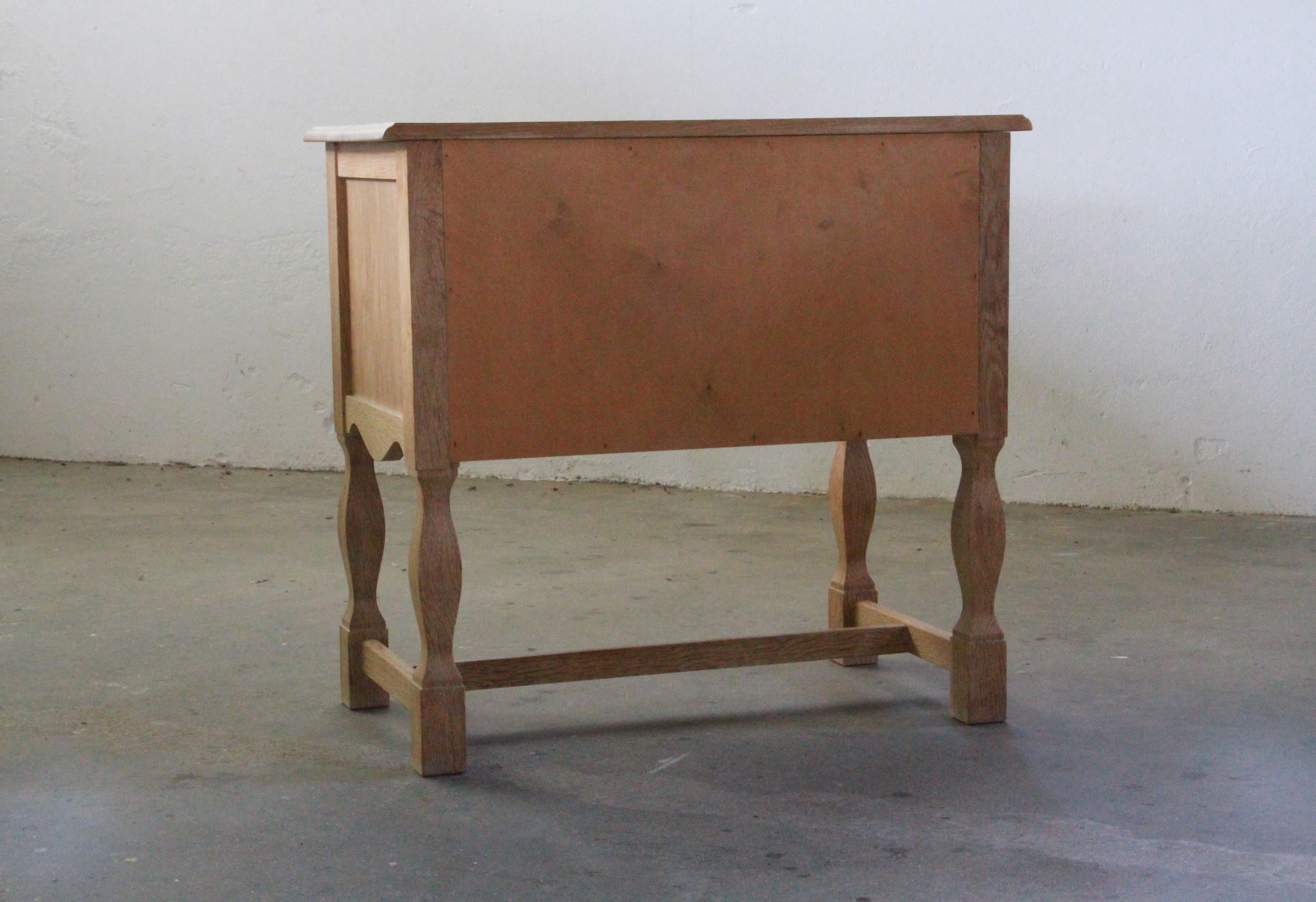 Brass Vintage Oak Nightstand / Bedside table, Denmark 1960s