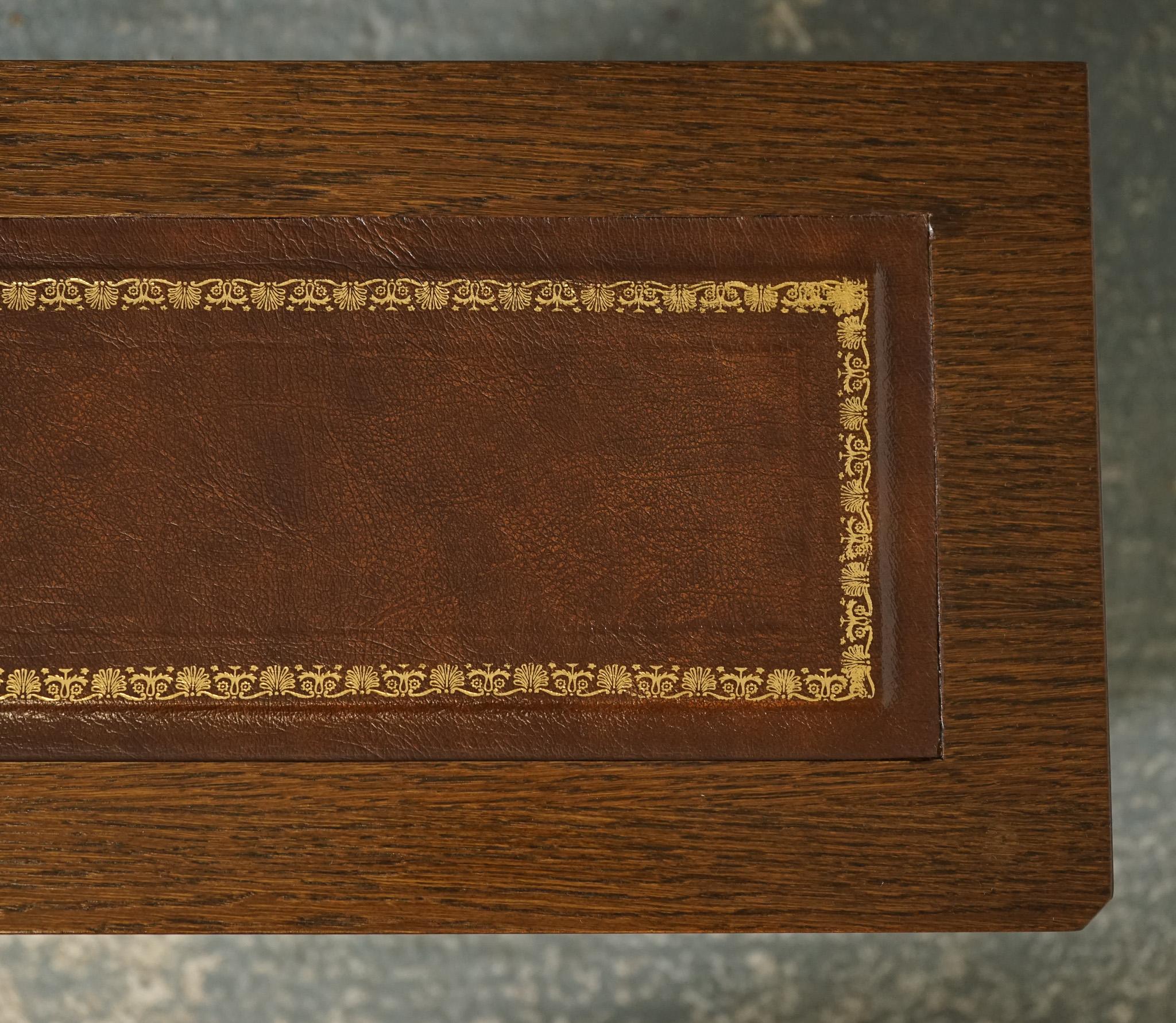 LIBRERIA APERTA IN QUERCIA D'EPOCA A SCHEMI REGOLABILI TOP IN PELLE MARRONE PARTE DELLA SUITE in vendita 3