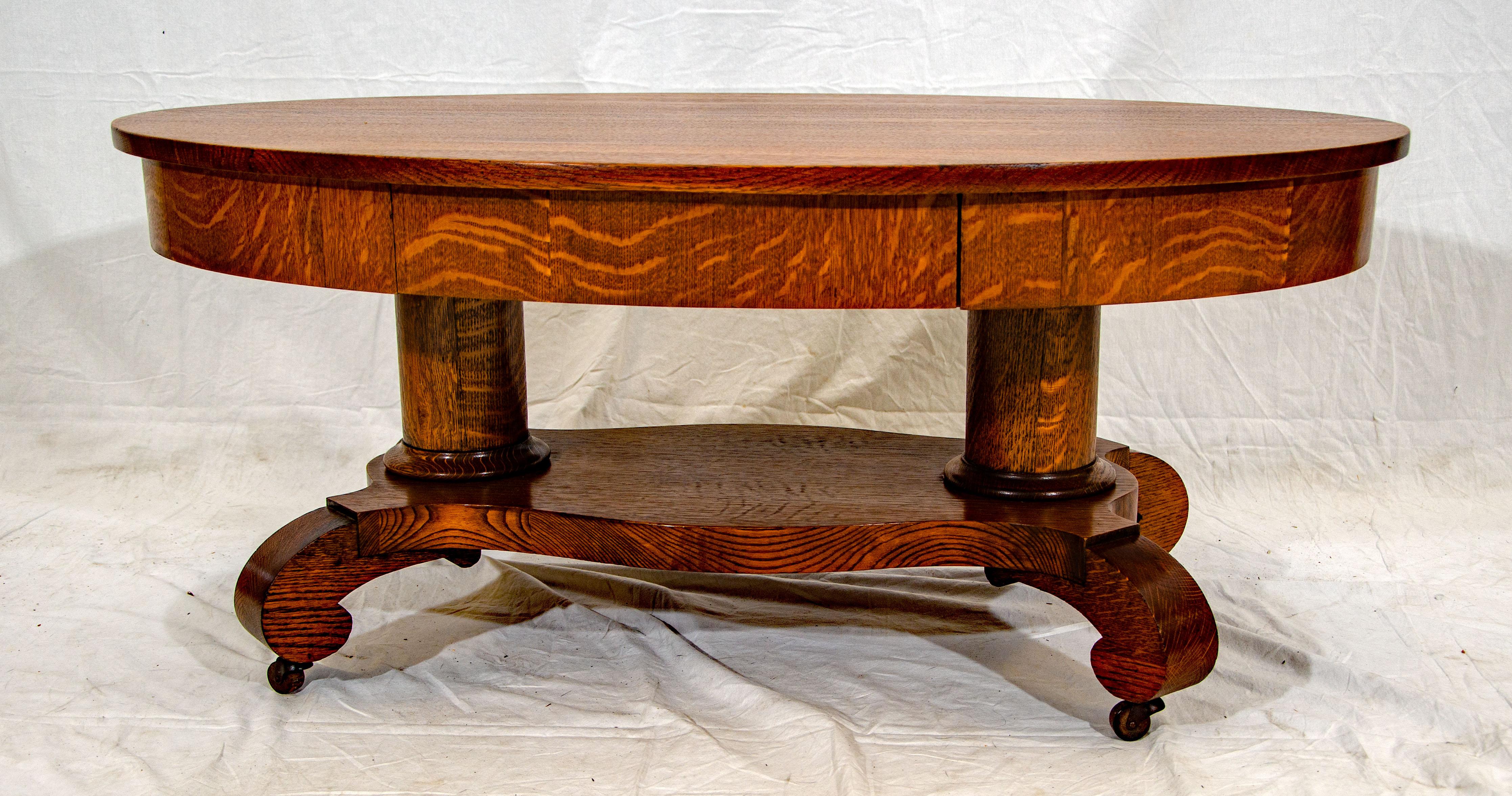 American Vintage Oak Oval Coffee Table / Cocktail Table