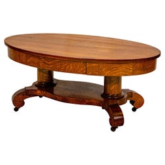 Vintage Oak Oval Coffee Table / Cocktail Table at 1stDibs