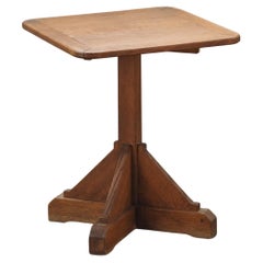 Vintage Oak Pedestal Table From France, CIrca 1960