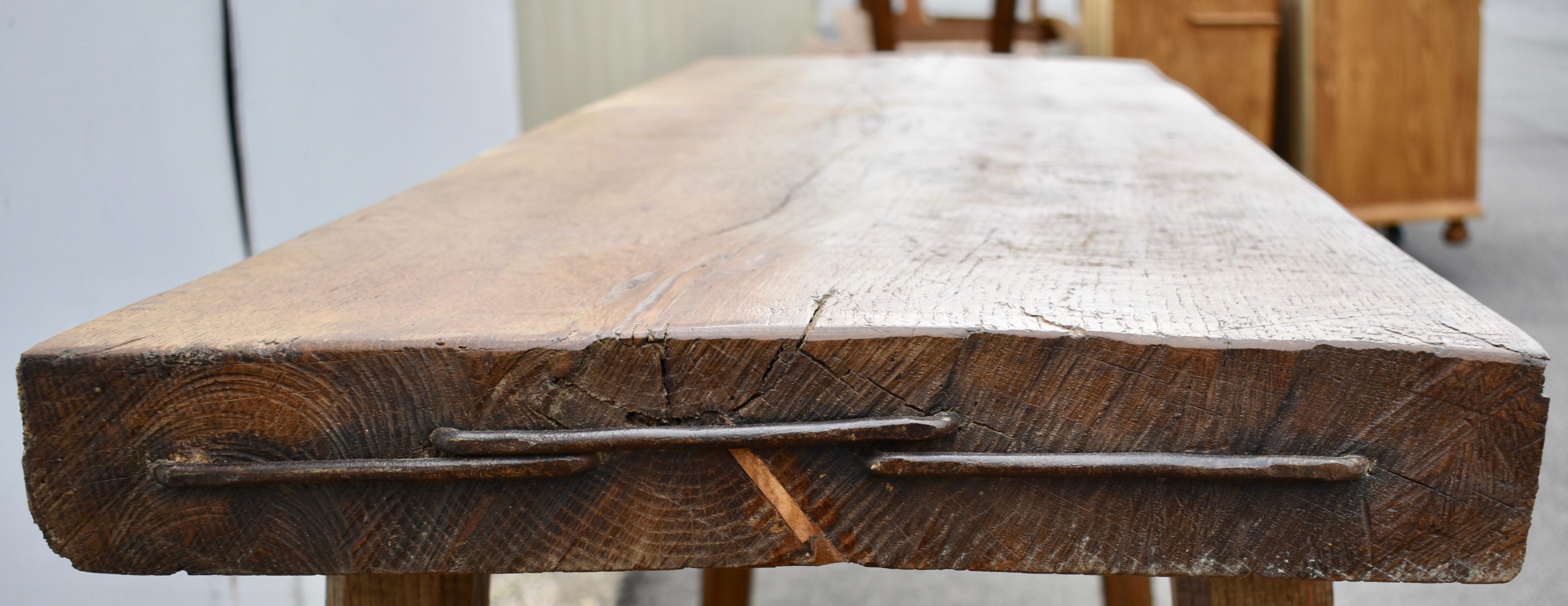 Vintage Oak Pig Bench Butcher's Block Table For Sale 3