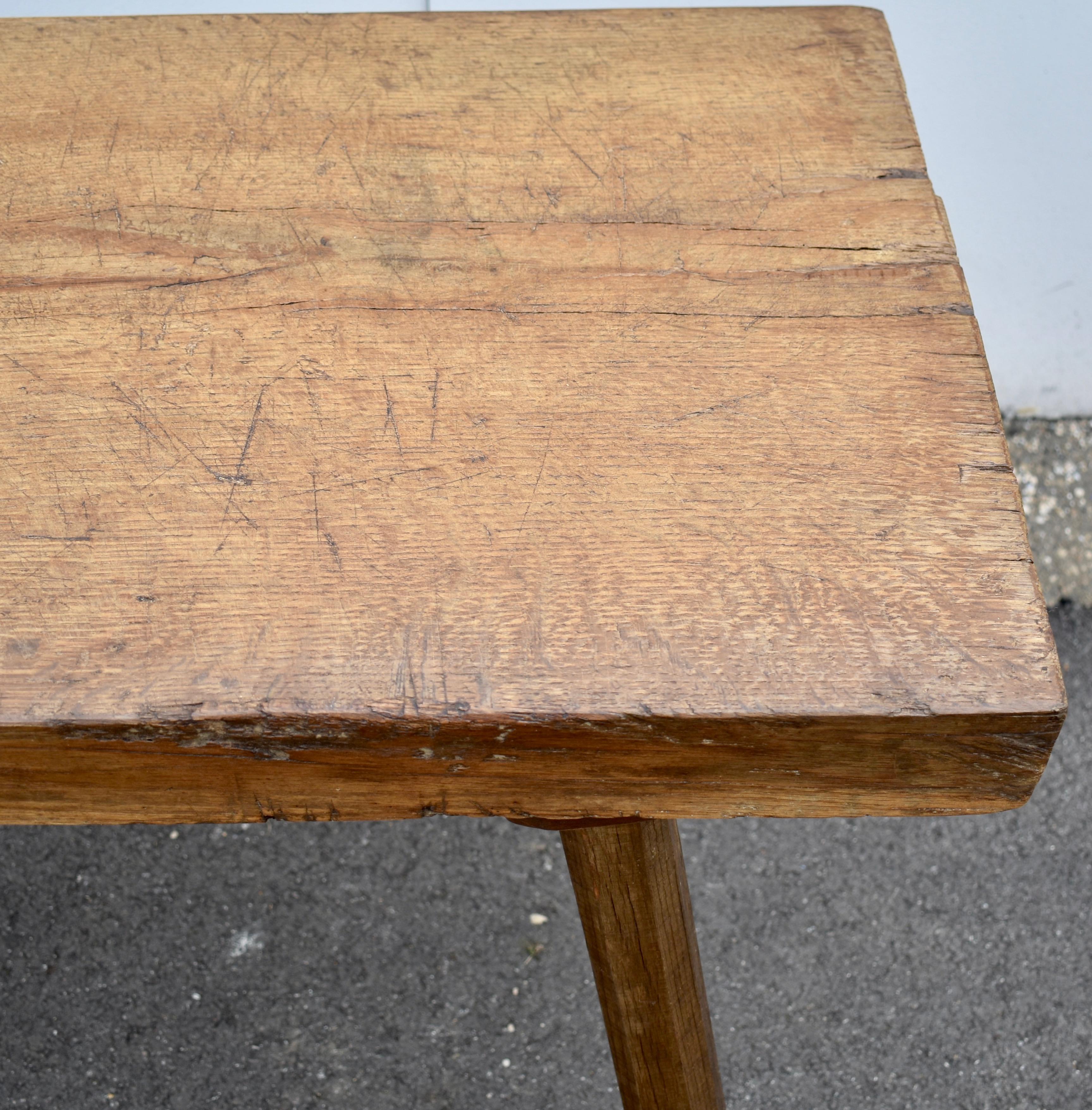 Vintage Oak Pig Bench Butcher's Block Table For Sale 6