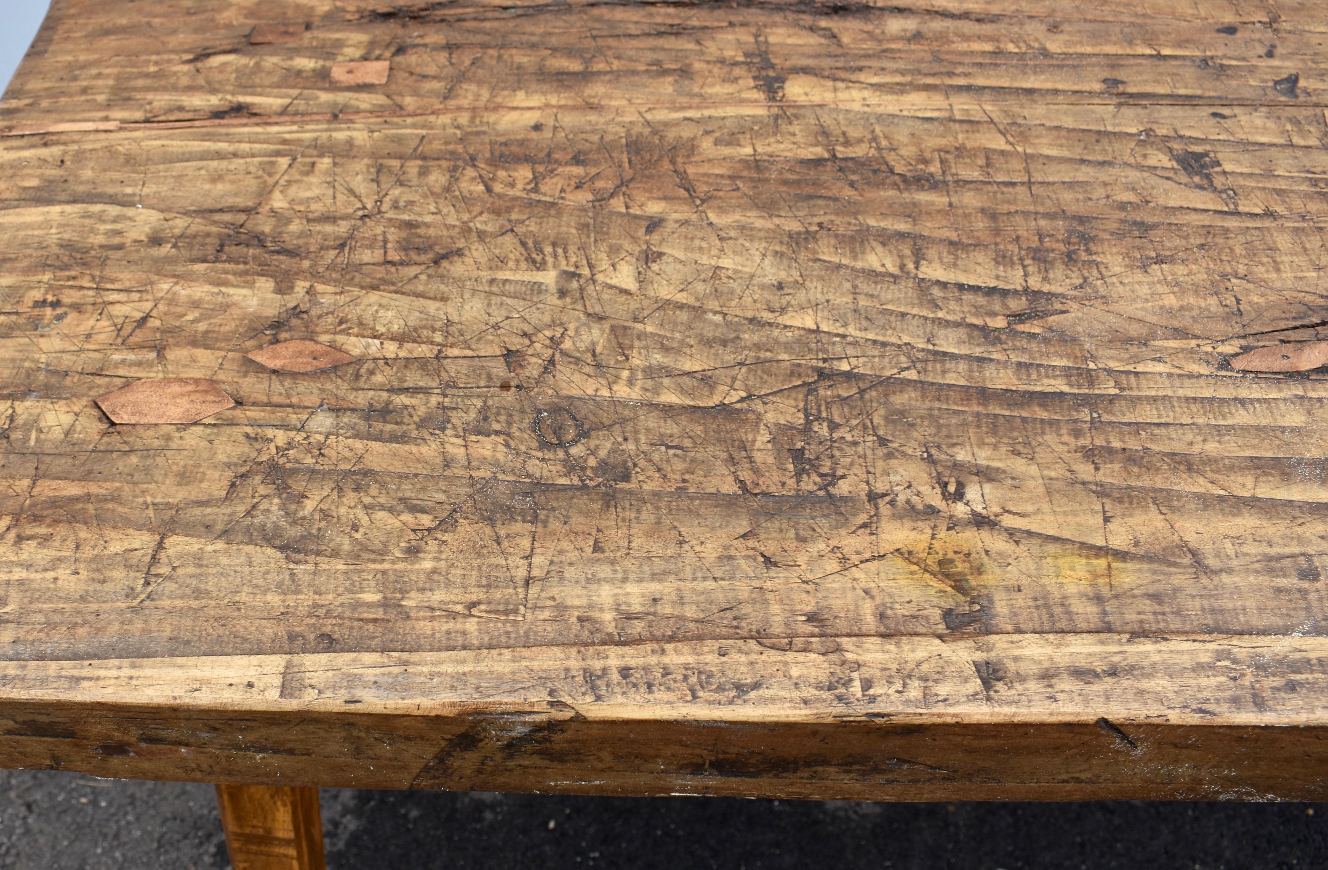 Pig Bench Butcher's Block-Tisch aus Eiche, Vintage im Zustand „Gut“ im Angebot in Baltimore, MD