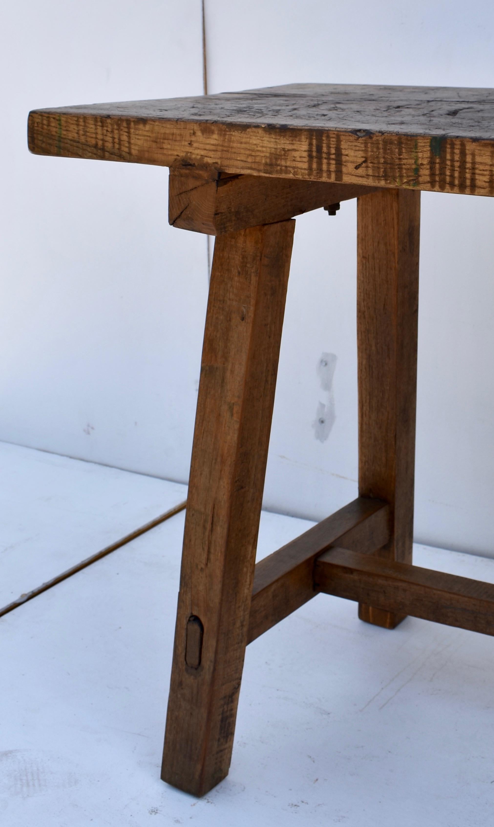 Vintage Oak Pig Bench Butcher's Block Table 1