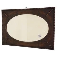 Vintage Oak Rectangular Framed Oval Bevelled Wall Mirror, Scotland 1920, H267