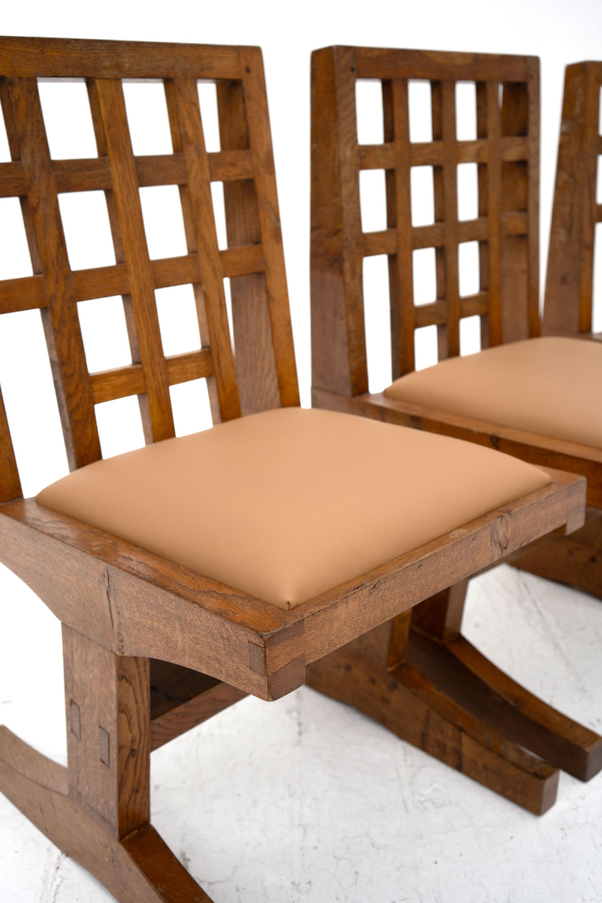 Arts and Crafts Vintage Oak Refectory Chair For Sale