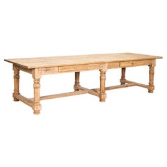 Retro Oak Refectory Library Table with 4 Drawers
