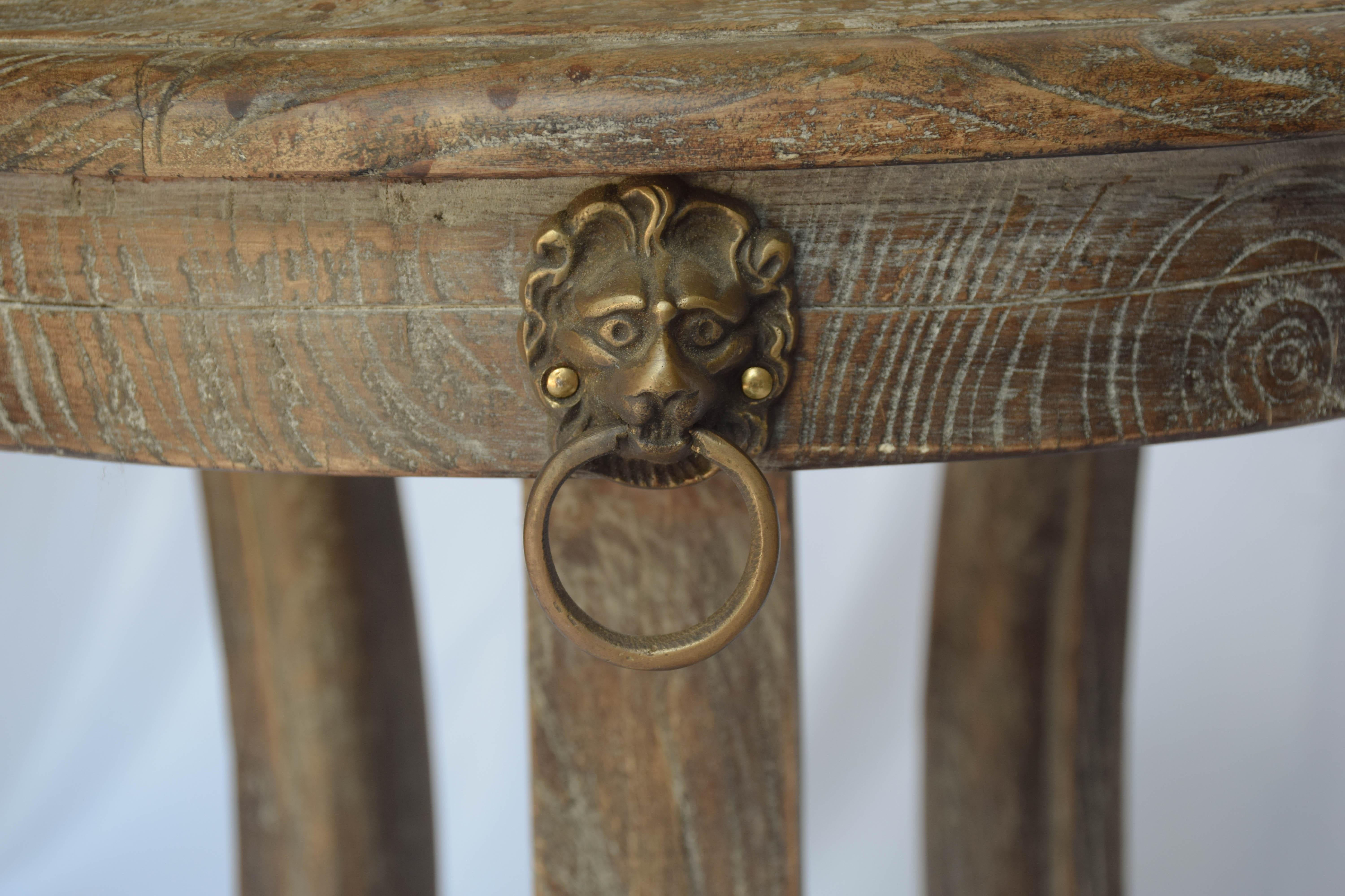 Brass Vintage Oak Round Table