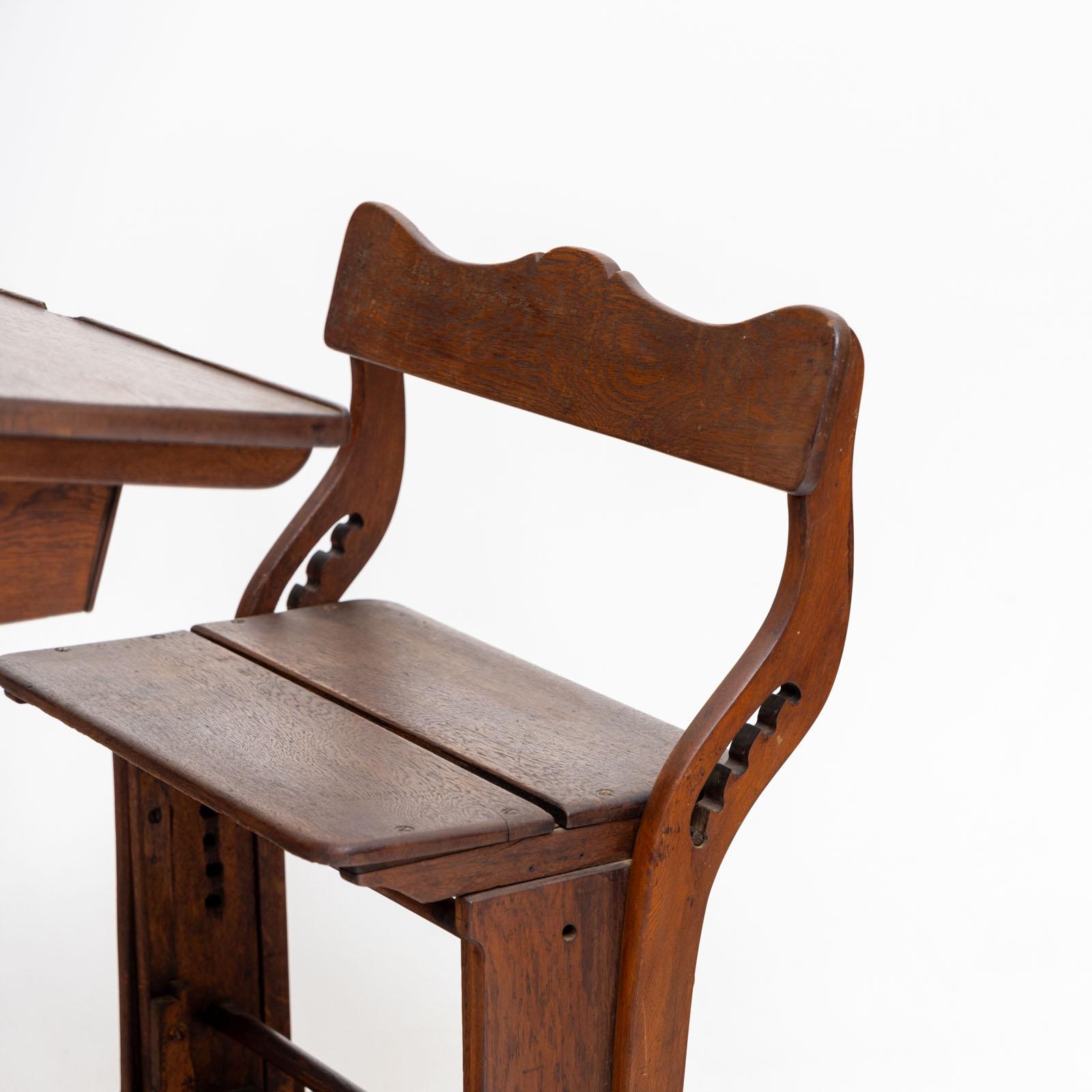 Vintage Oak School Bench, Early 20th Century 2