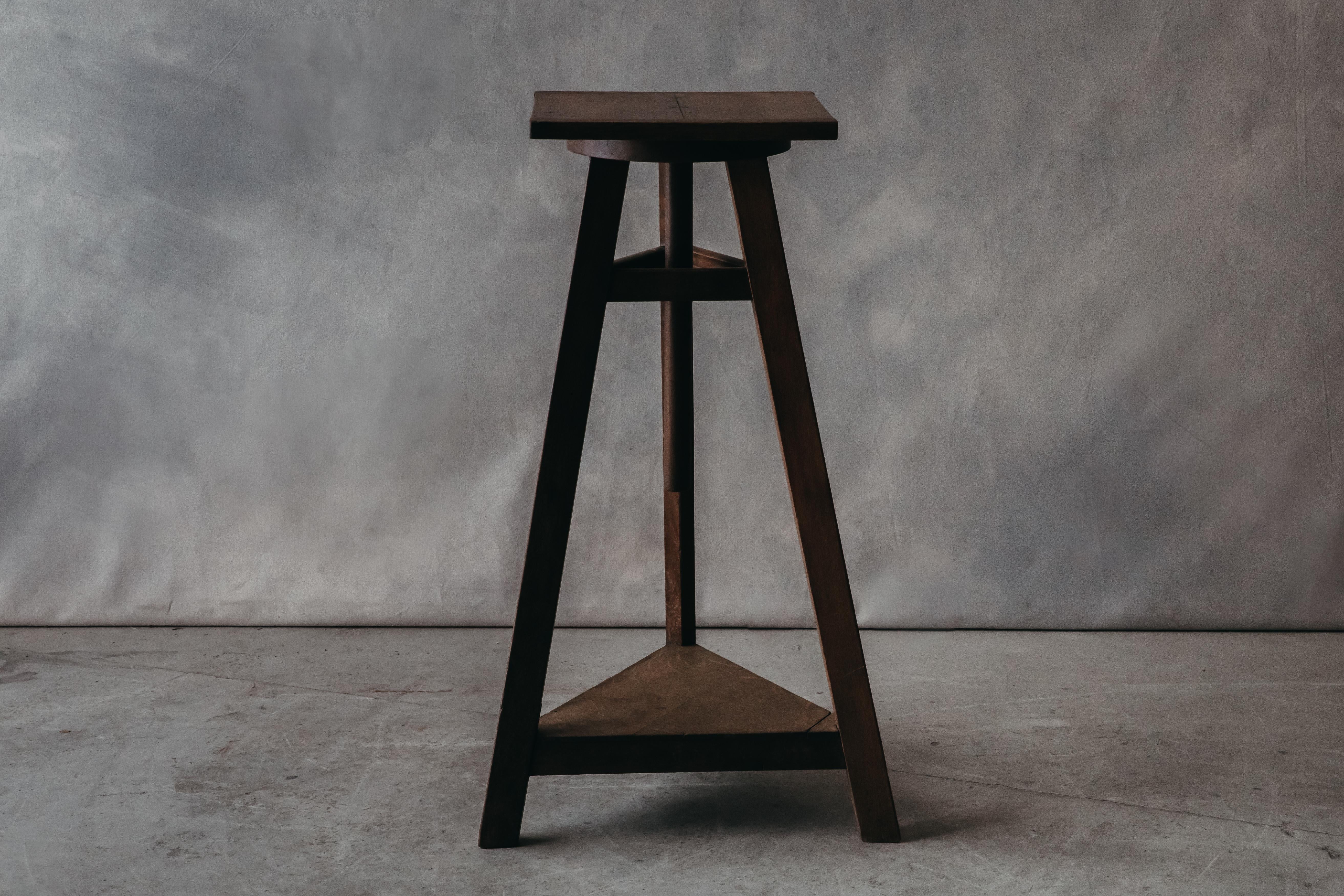 Vintage Oak Sculpture Stand From France, circa 1950. Solid oak construction with nice wear and use.
