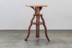 Vintage Oak Sculpture Stand From France, Circa 1950