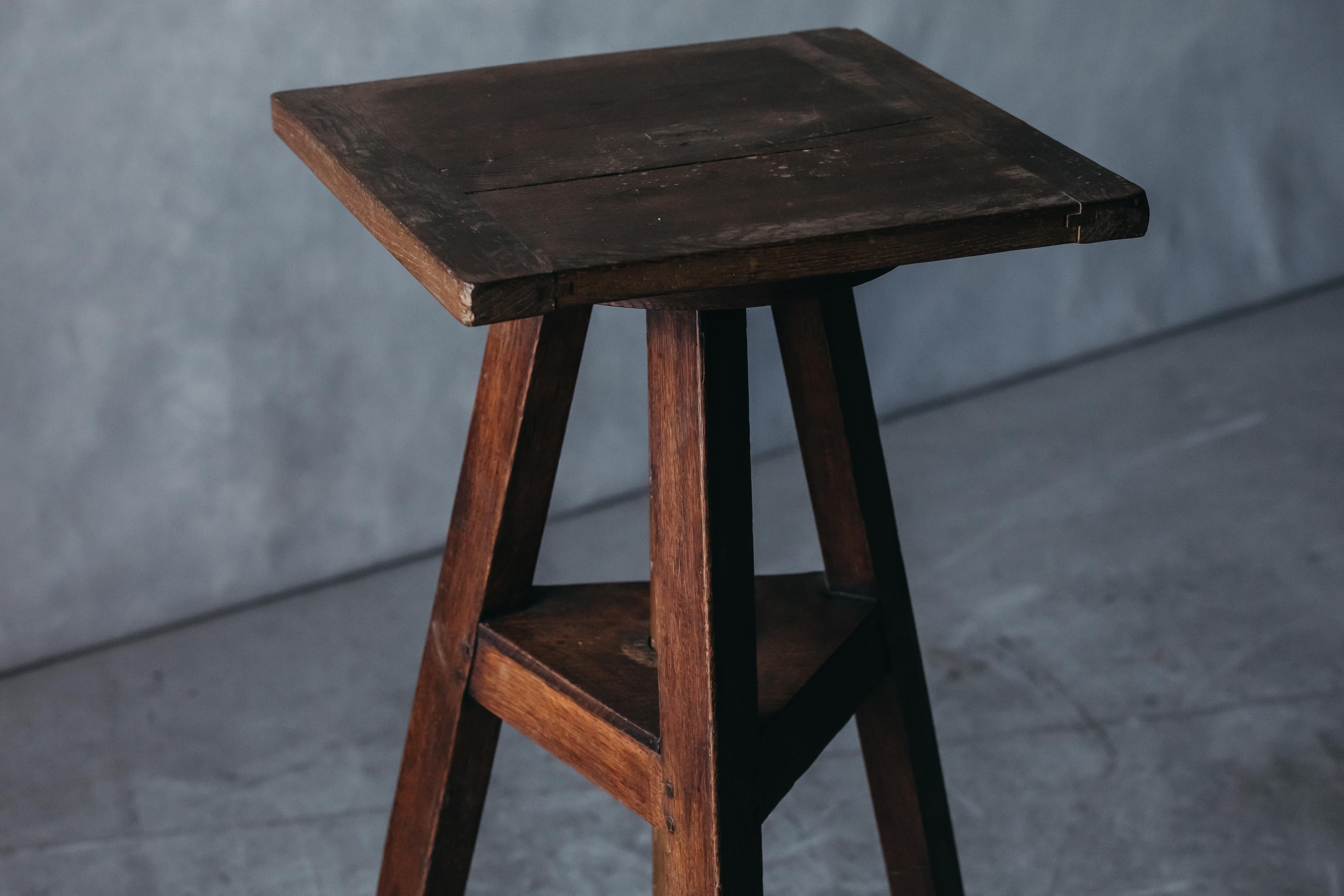 Mid-20th Century Vintage Oak Sculpture Stand from France, circa 1950