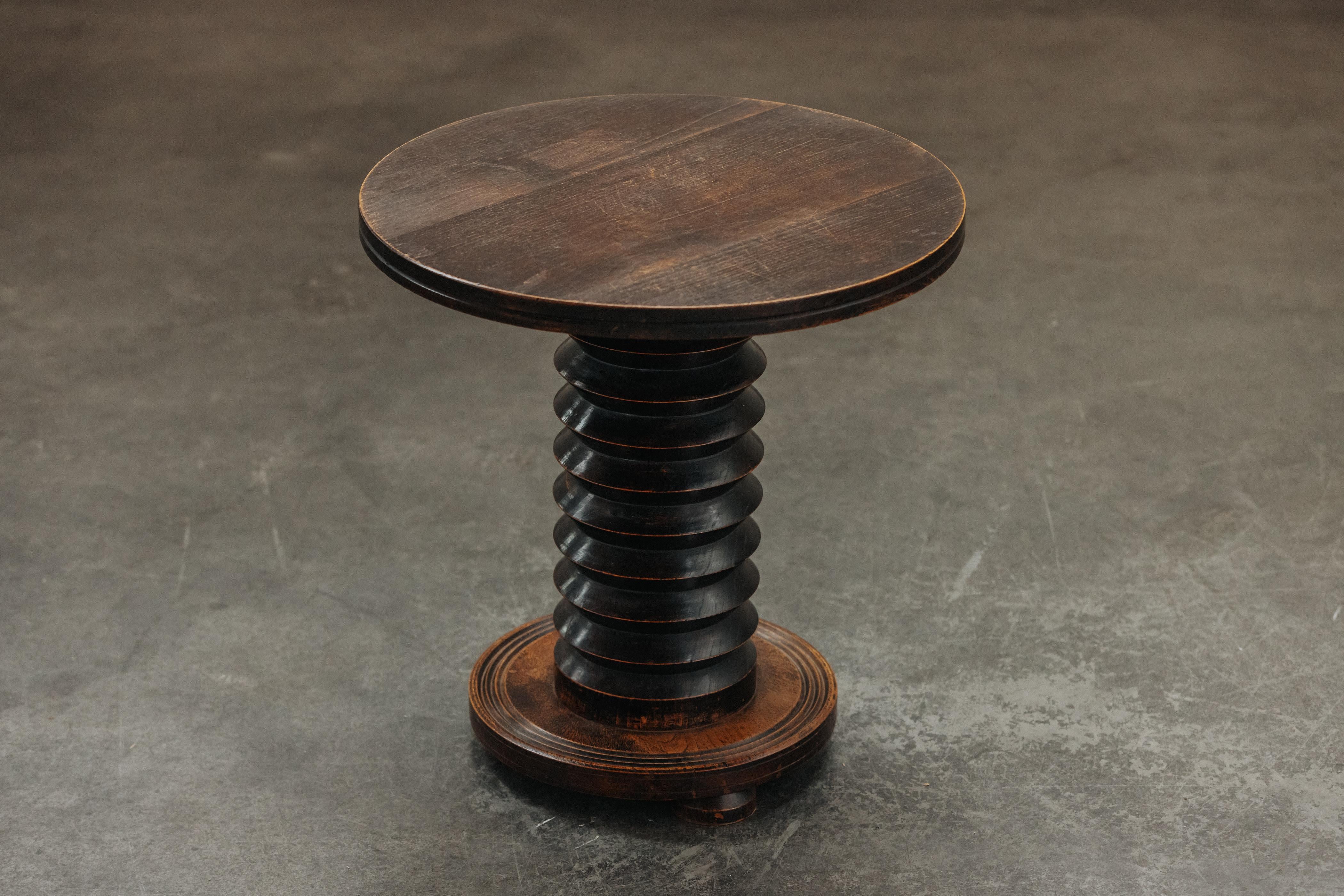 European Vintage Oak Side Table Attributed To Charles Dudouyt, France 1960 For Sale