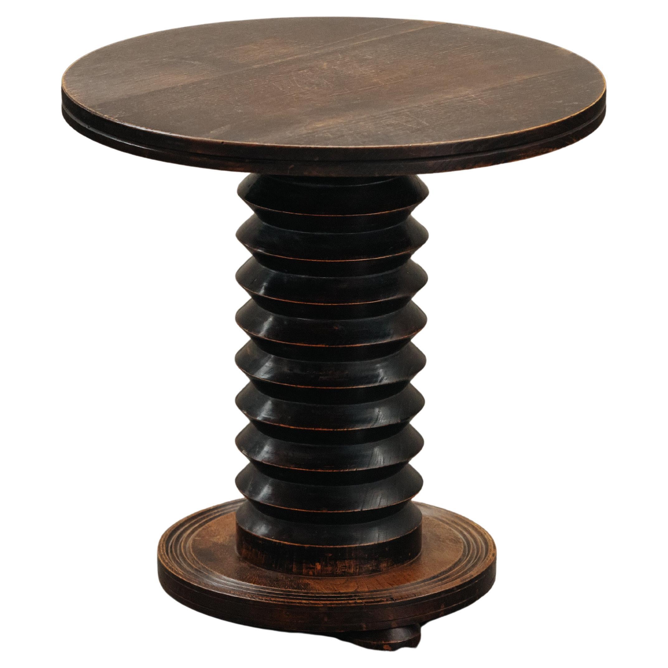Vintage Oak Side Table Attributed To Charles Dudouyt, France 1960 For Sale
